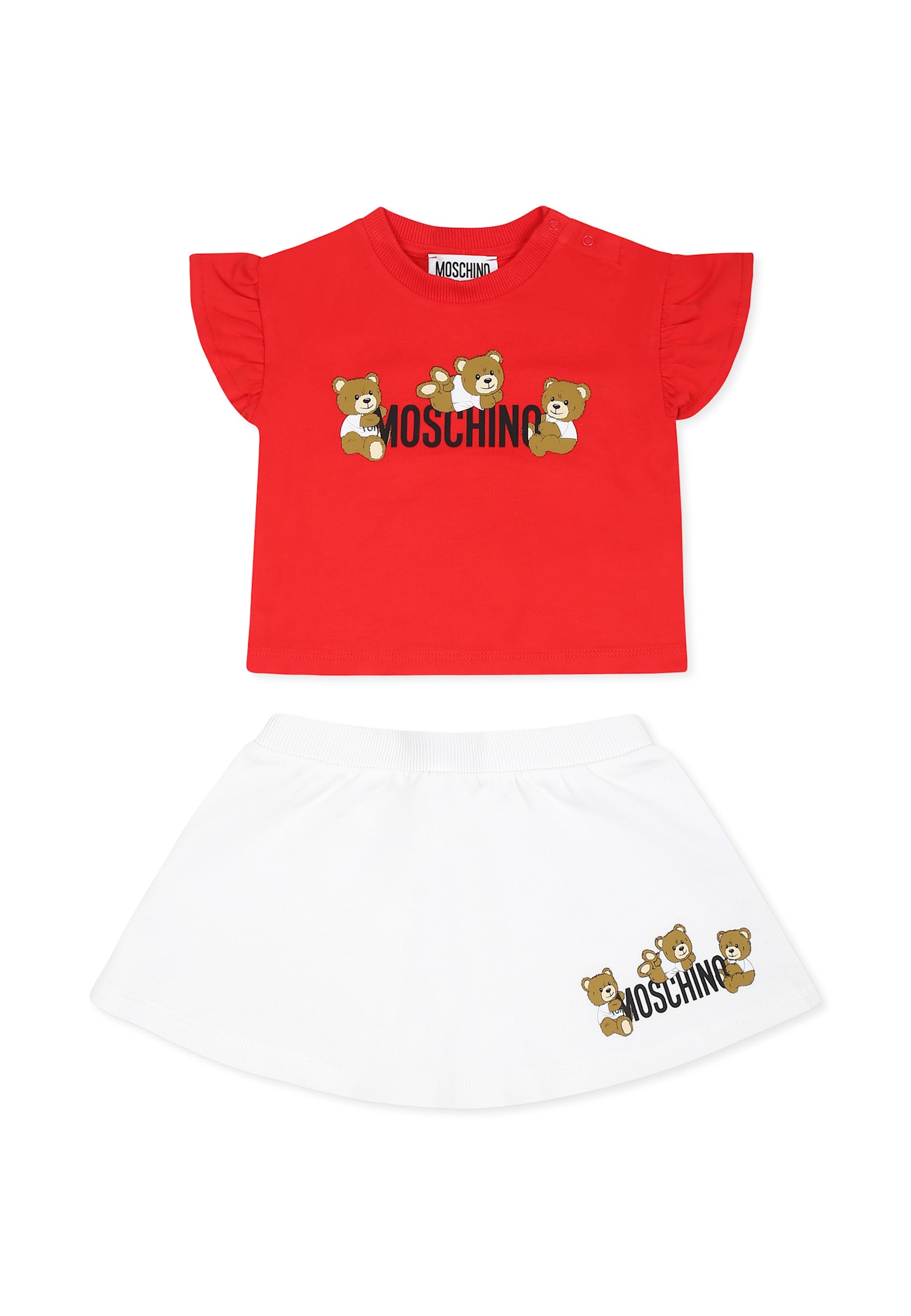 Moschino Multicolor Suit For Baby Girl With Teddy Bears In Multicolor