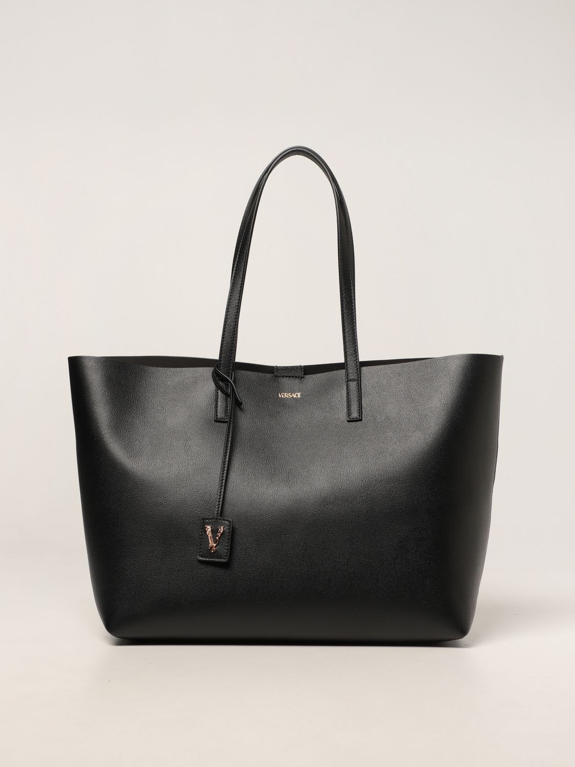 Versace Tote Bags Virtus Versace Bag In Grained Leather