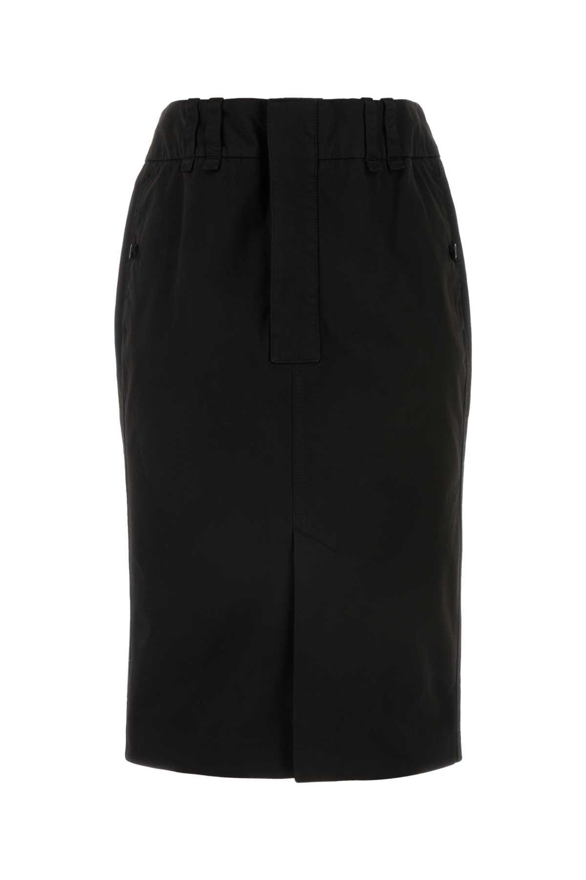 Shop Saint Laurent Black Denim Skirt In Blackcosmos