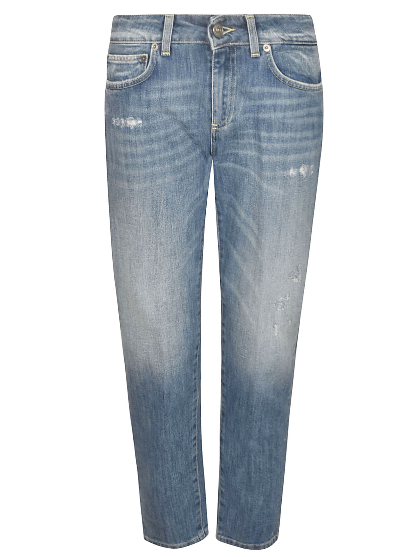 Dondup Distressed Logo-patch Jeans In 800