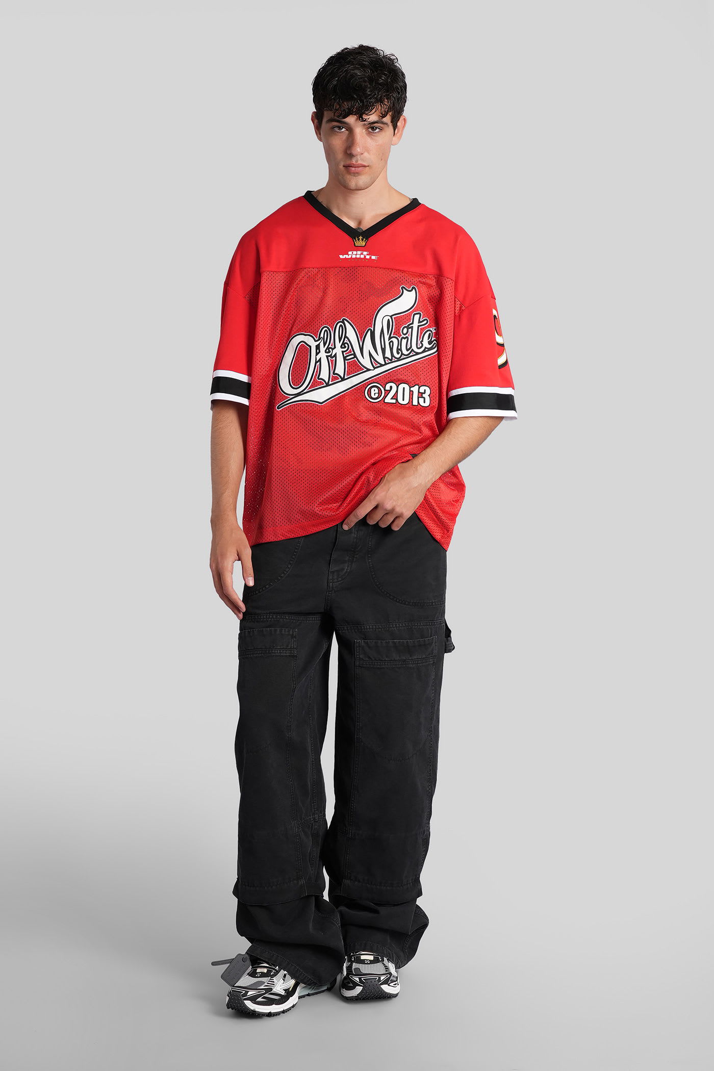 Off-white T-shirt In Red Polyester In Multi
