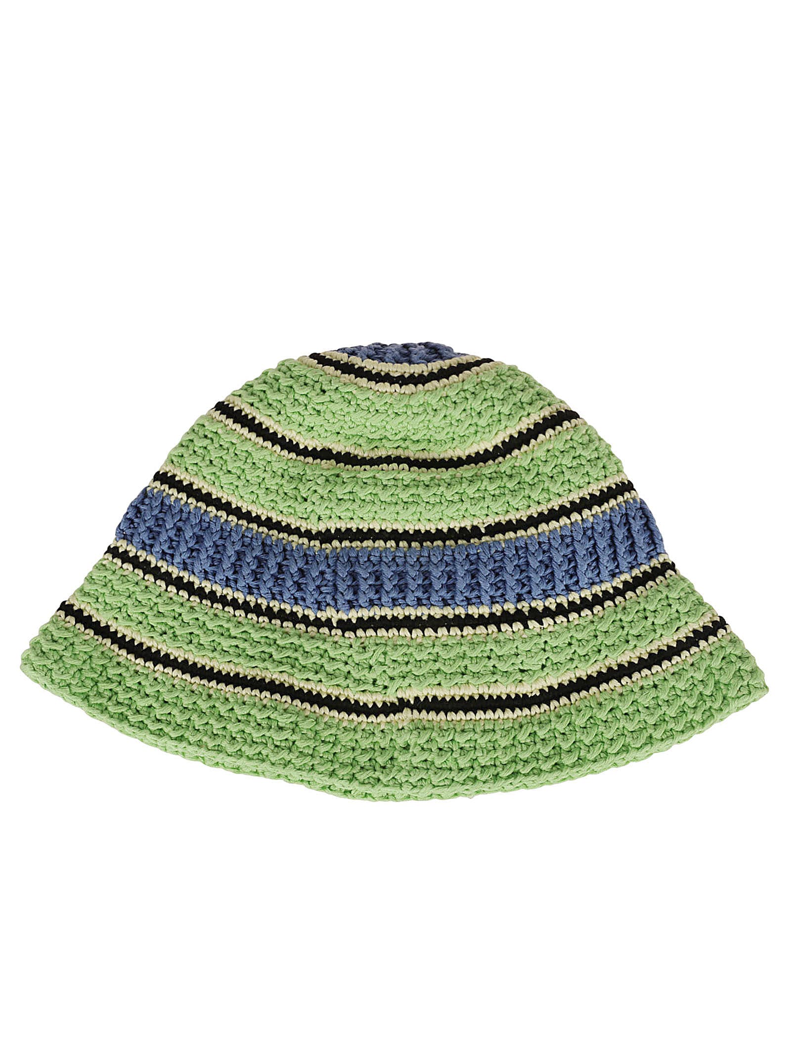 Shop Stella Mccartney Striped Cotton Crochet Hat In Green