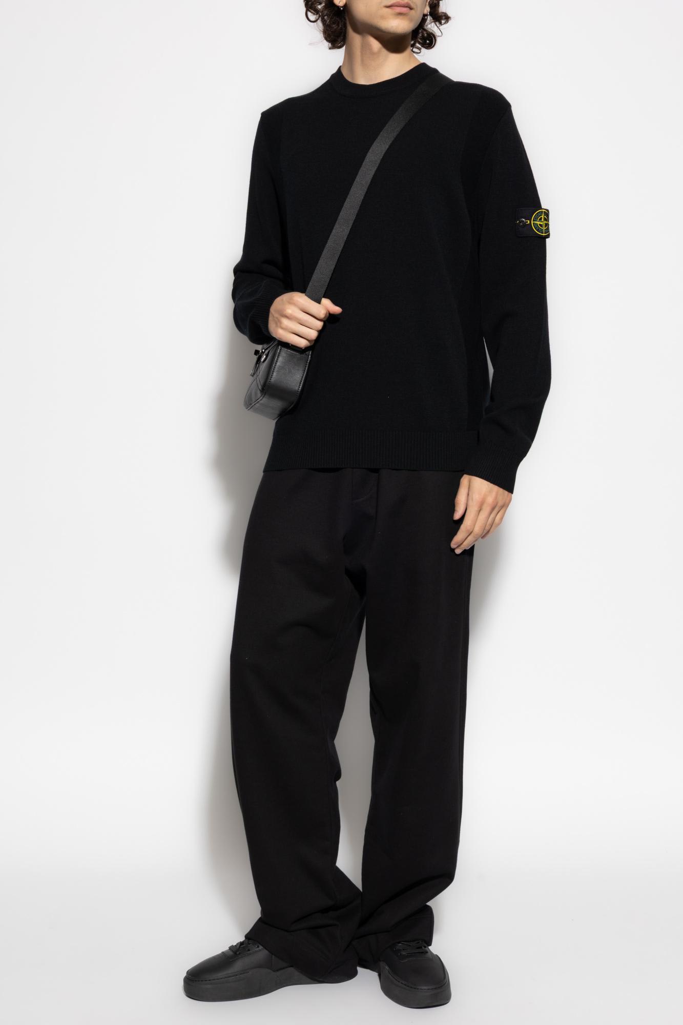 Stone Island Organic Cotton Crewneck Sweatshirt In Black