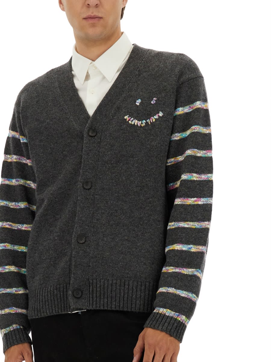 Ps By Paul Smith Button Thru Ps Happy Cardigan In Gray