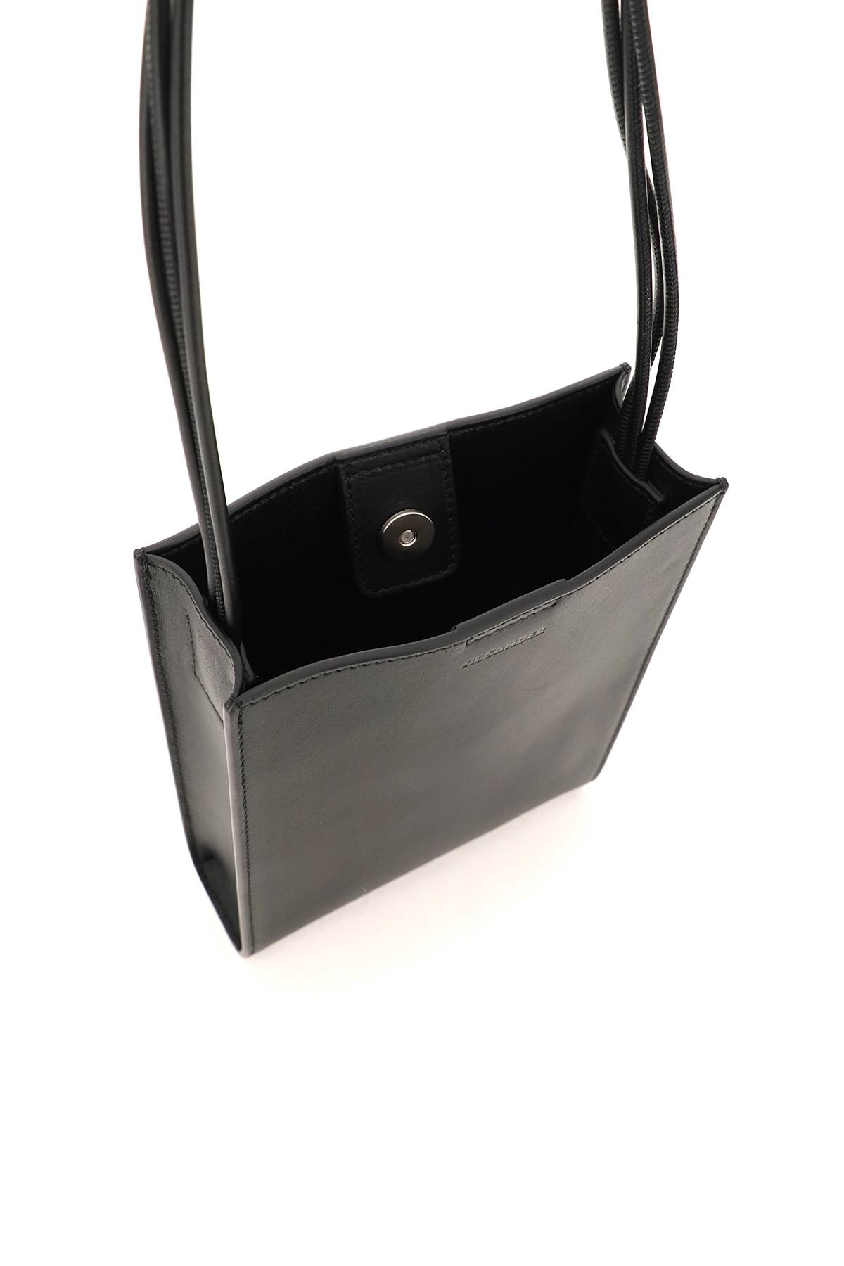 Jil Sander Tangle Crossbody Bag In Black Leather In Black