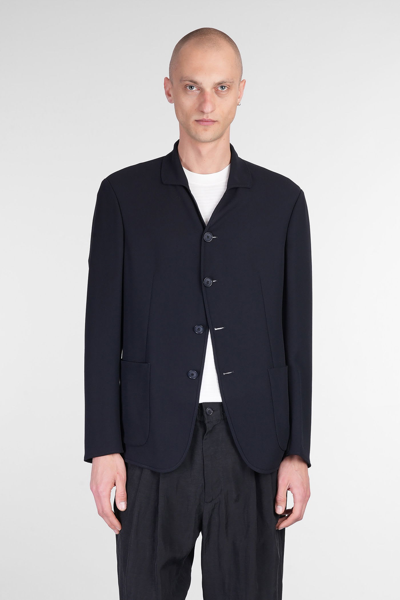 Giorgio Armani Blazer In Blue Wool In Black