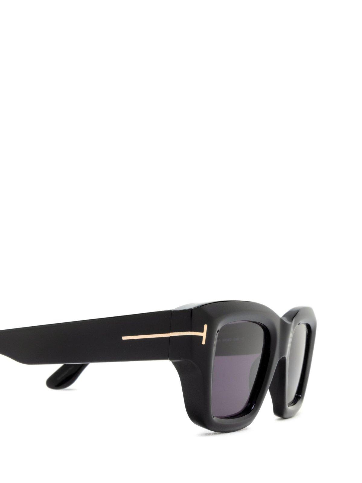 Tom Ford Ilias Square Frame Sunglasses In 5001a - Nero Lucido / Fumo