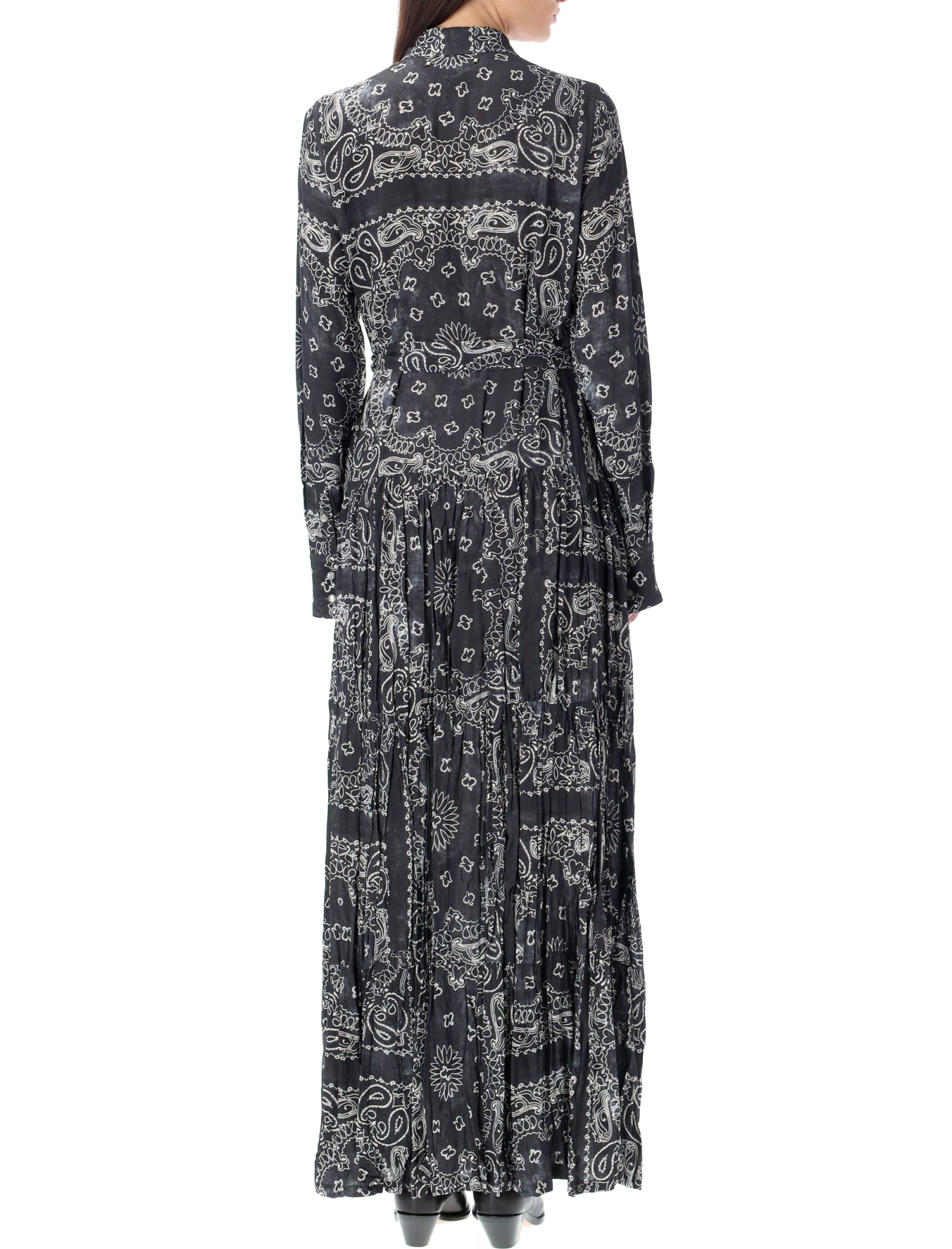 Shop Golden Goose Shirt Long Dress With Paisley Print In Anthracite