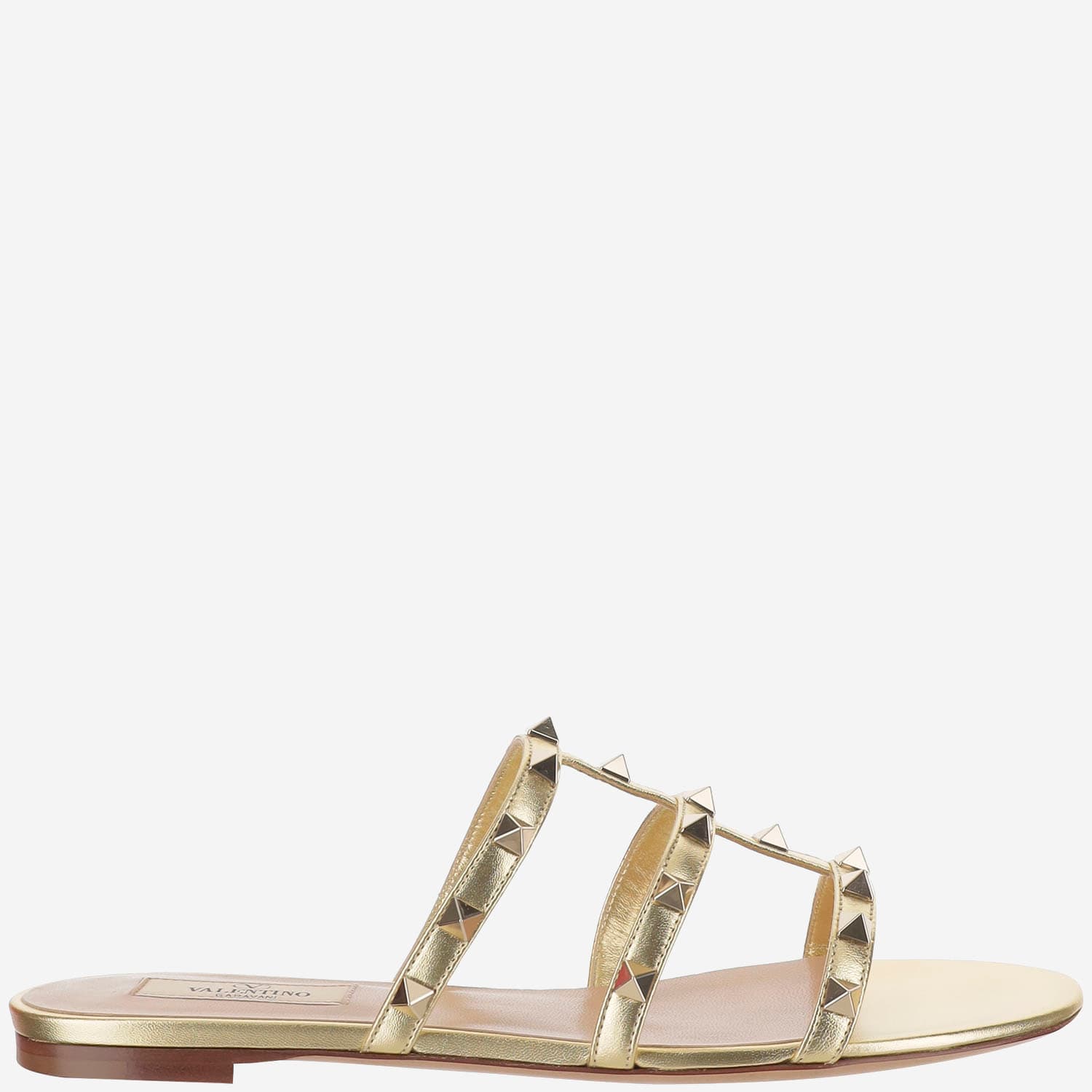 Leather Rockstud Slide Sandals