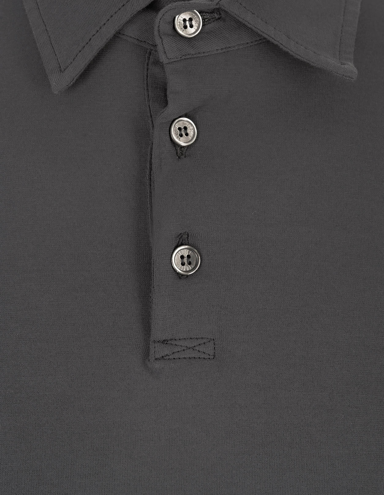 Shop Fedeli Dark Grey Long Sleeve Polo Shirt