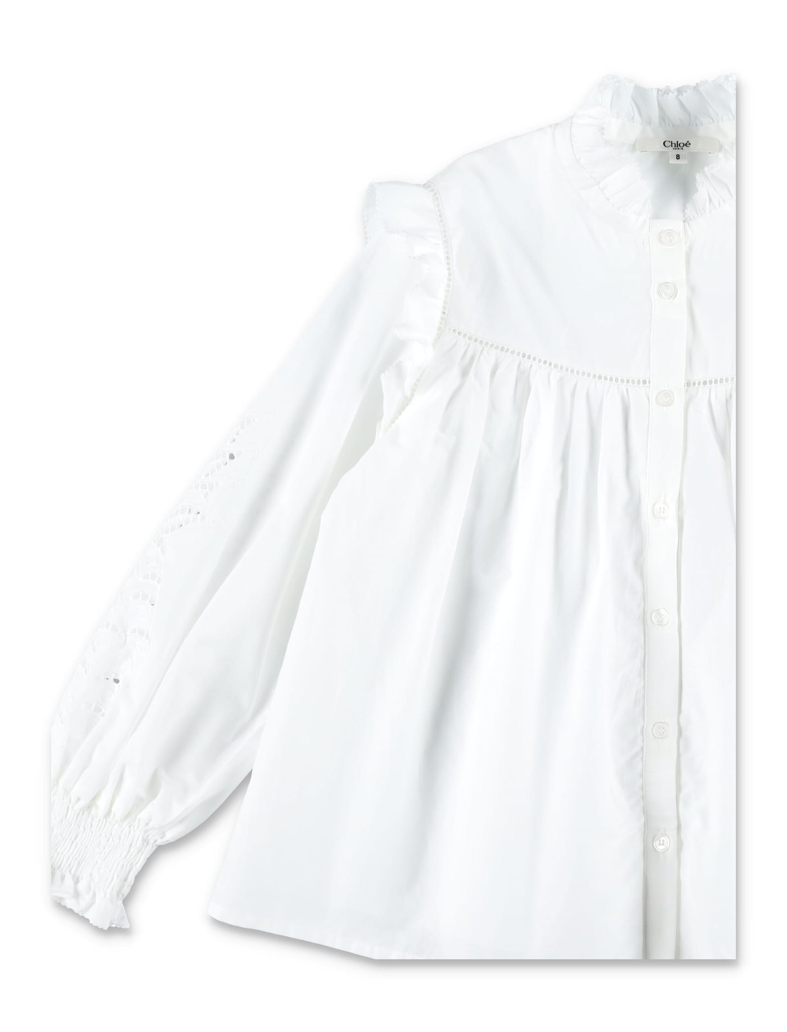 Chloé Kid - Embroidered Shirt In White