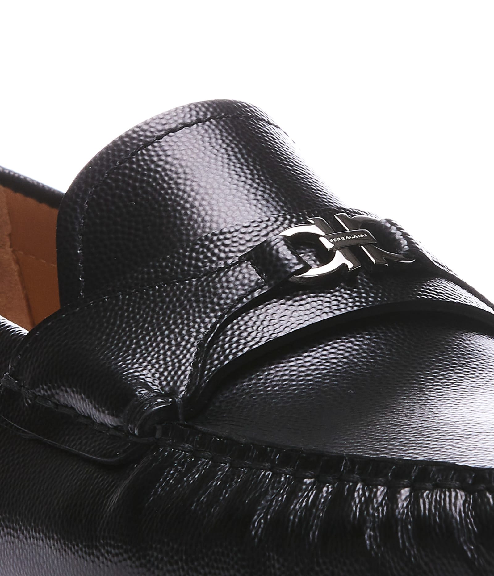 Shop Ferragamo Florin Loafers With Gancini Logo In Black