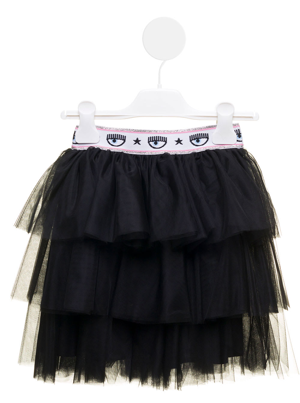 Chiara Ferragni Kids Girls Black Tulle Skirt With Print