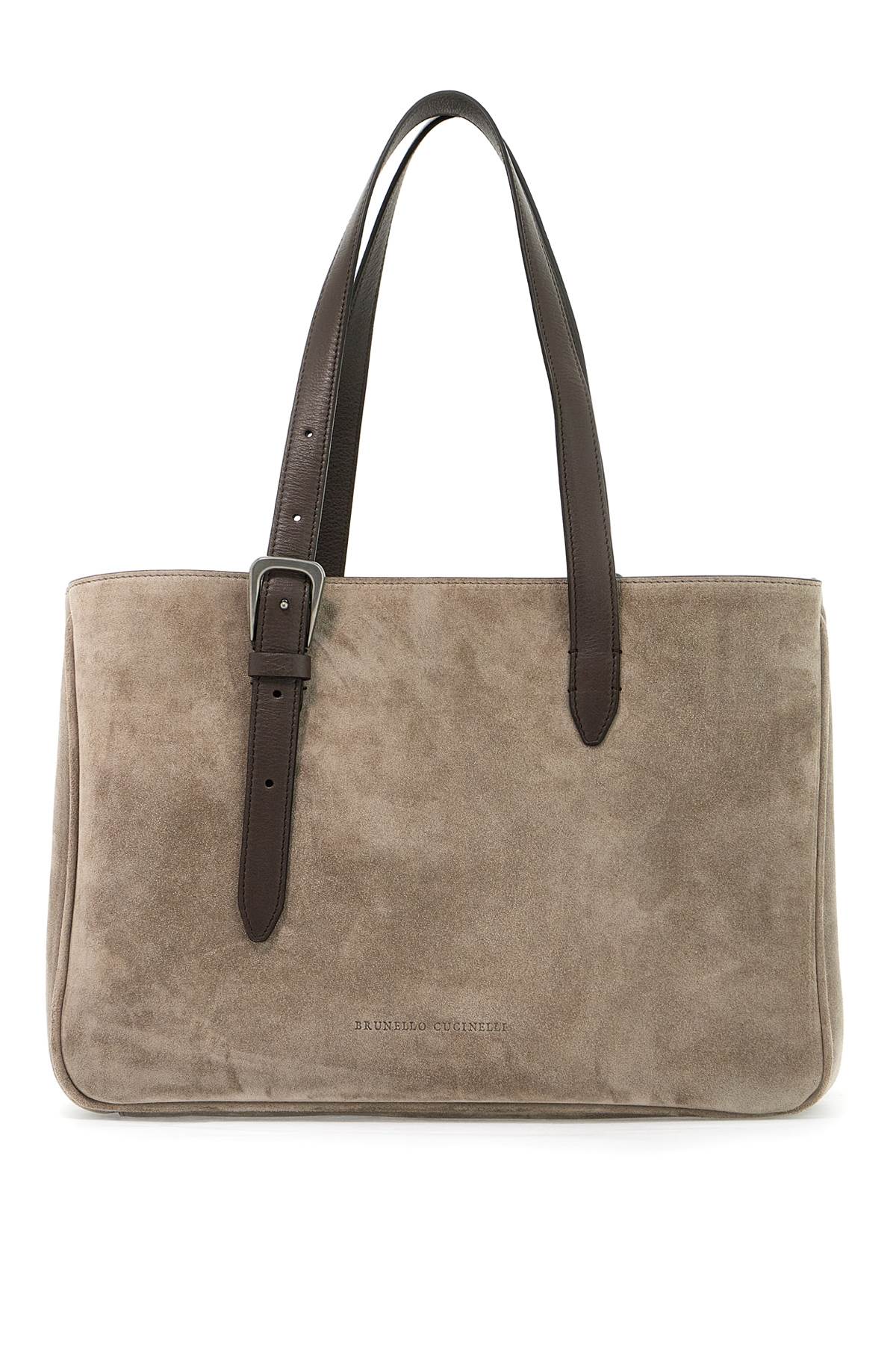 Shop Brunello Cucinelli Suede Shoulder Bag With Seven In Brown