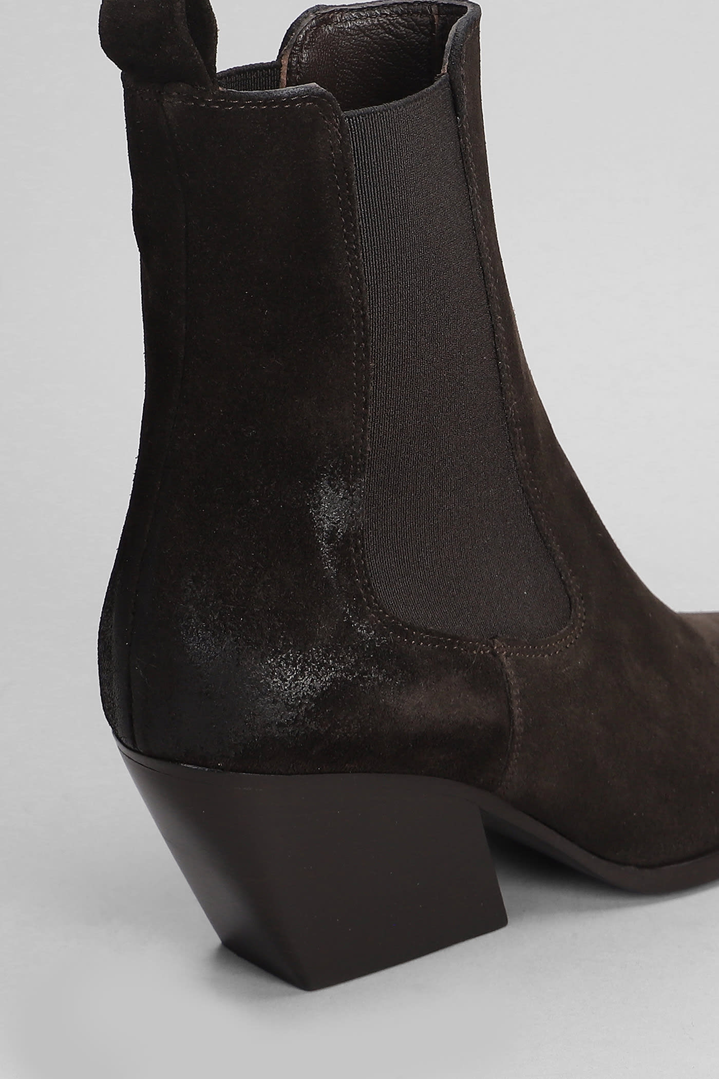 Shop Elena Iachi Texan Ankle Boots In Brown Suede