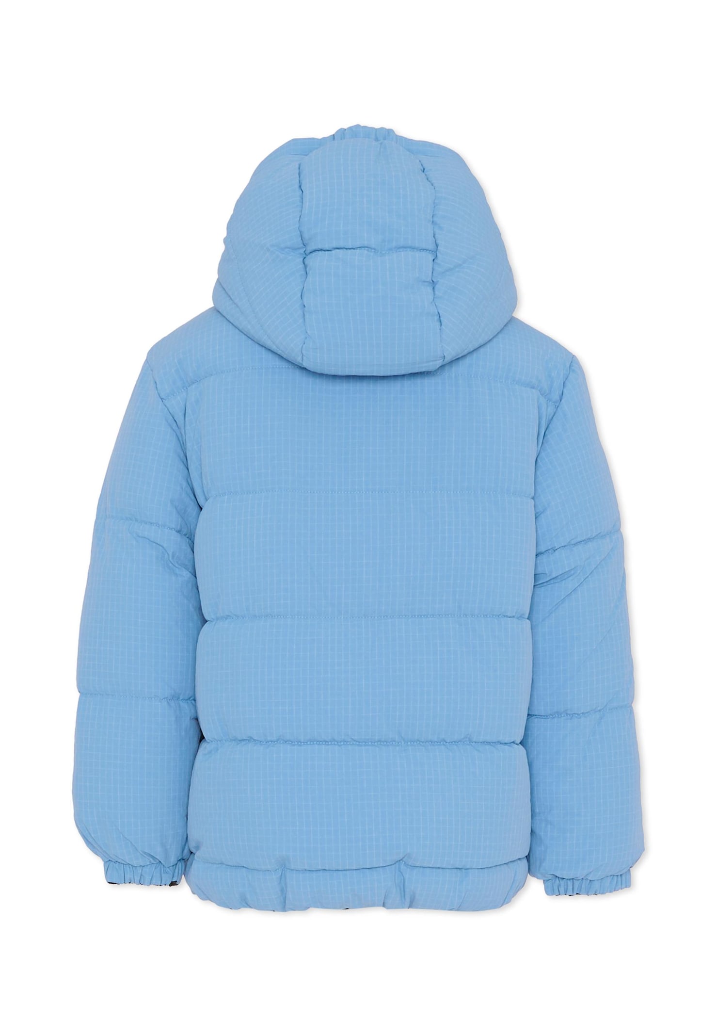 Marc Jacobs Reversible Light Blue Down Jacket For Boy With Logo In Blue