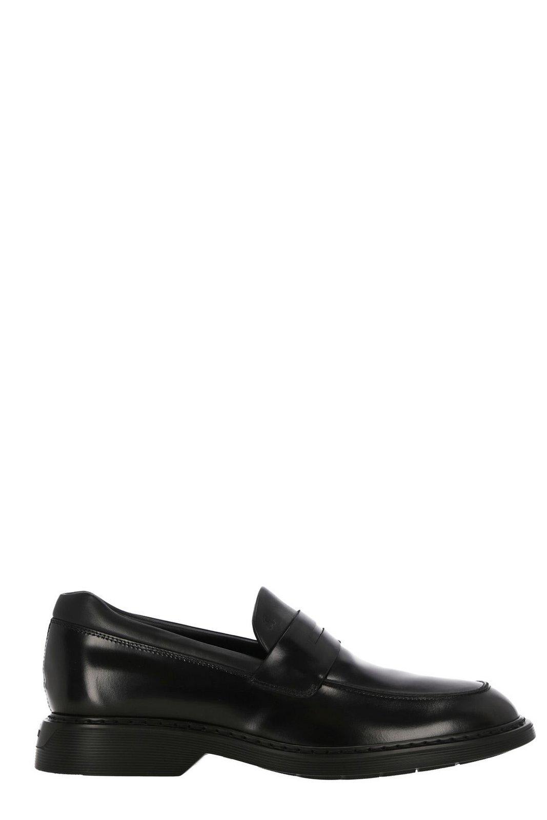 Shop Hogan H576 Slip-on Loafers In Black