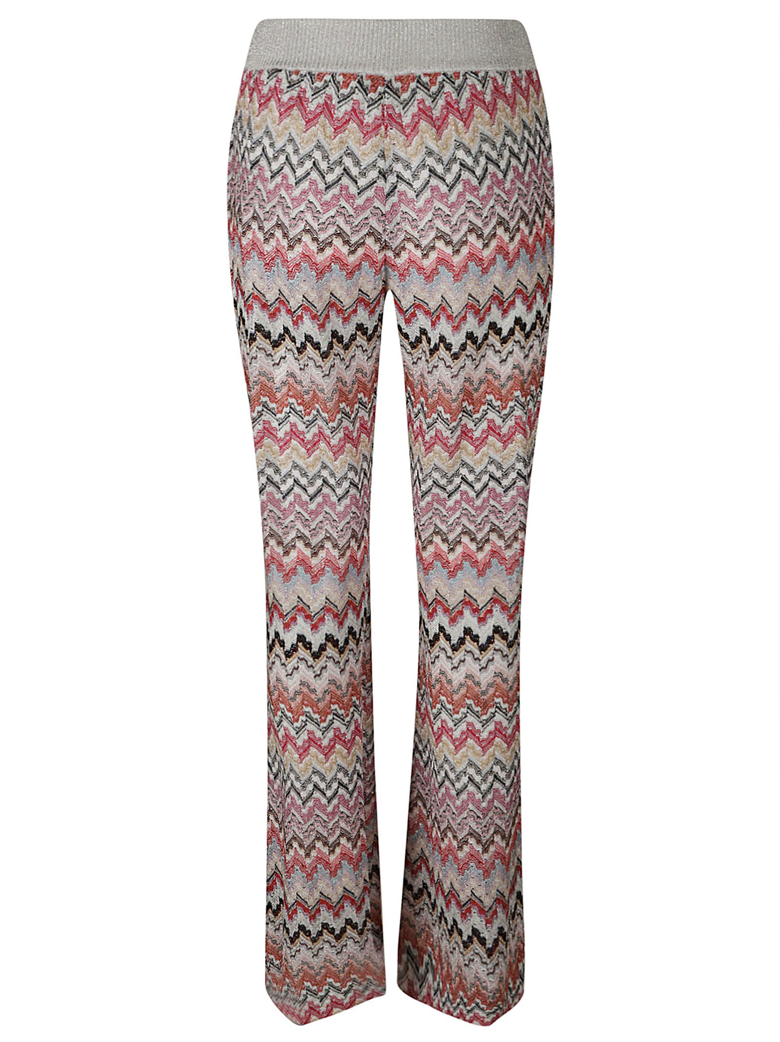 Shop Missoni Zig-zag Patterned Stripe Trousers In Pink Wht Tone M.