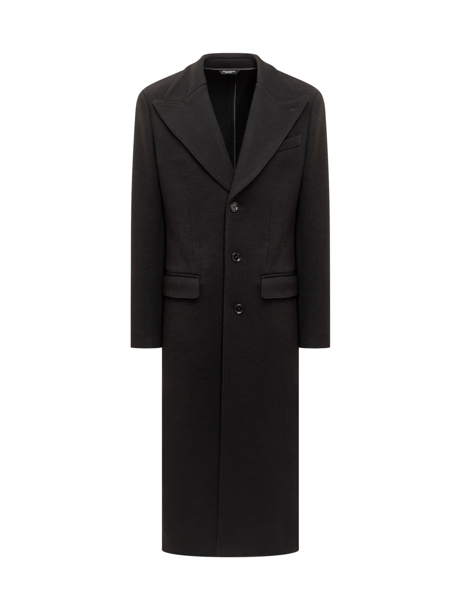 Dolce & Gabbana Long Coat In Nero