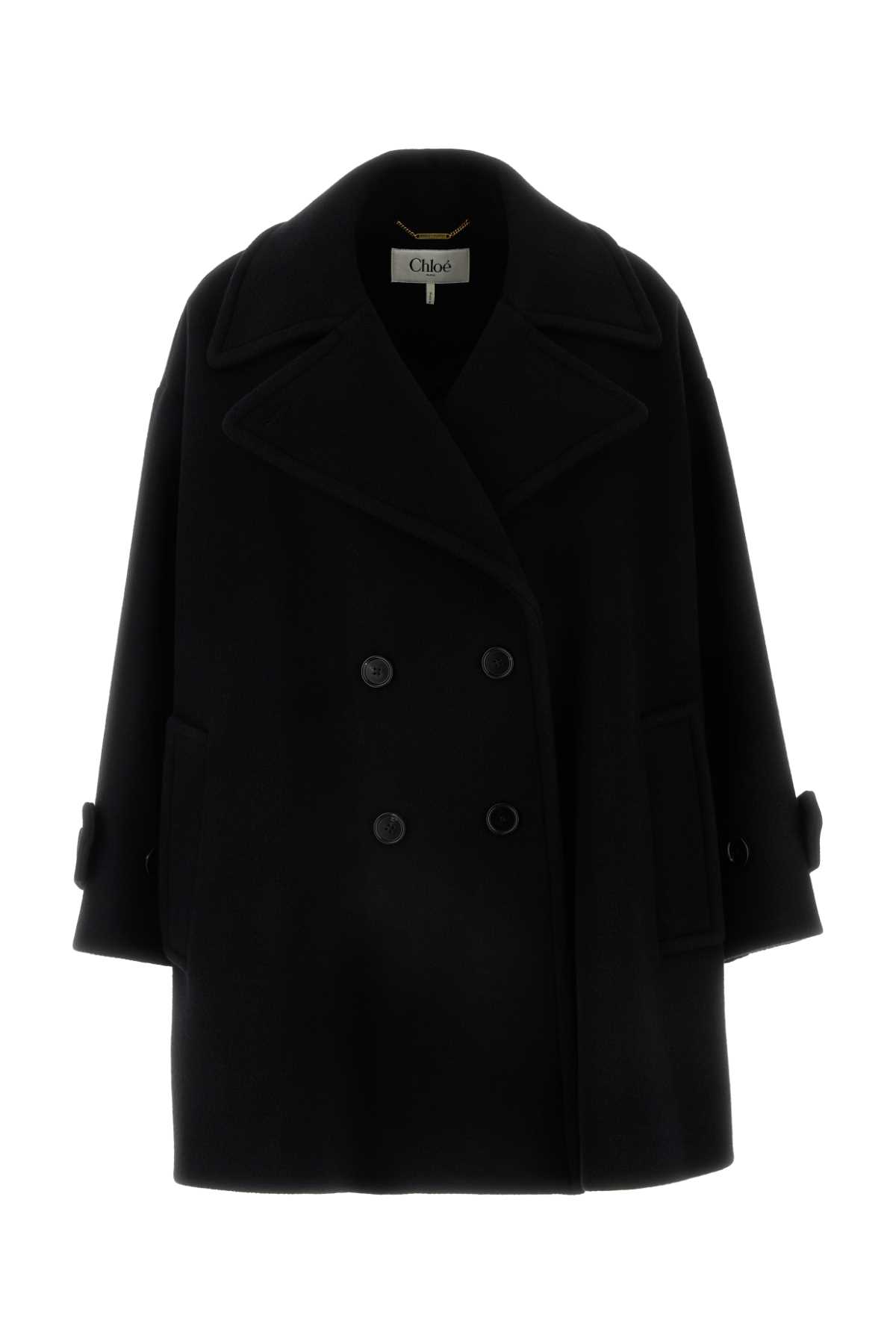 Shop Chloé Black Wool Blend Oversize Coat