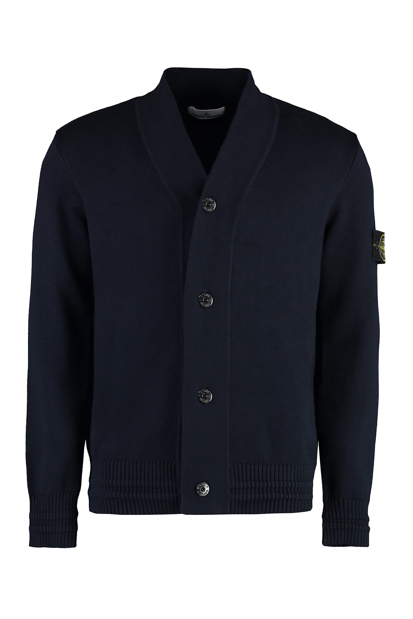 Shop Stone Island Cotton-blend Cardigan In Blue