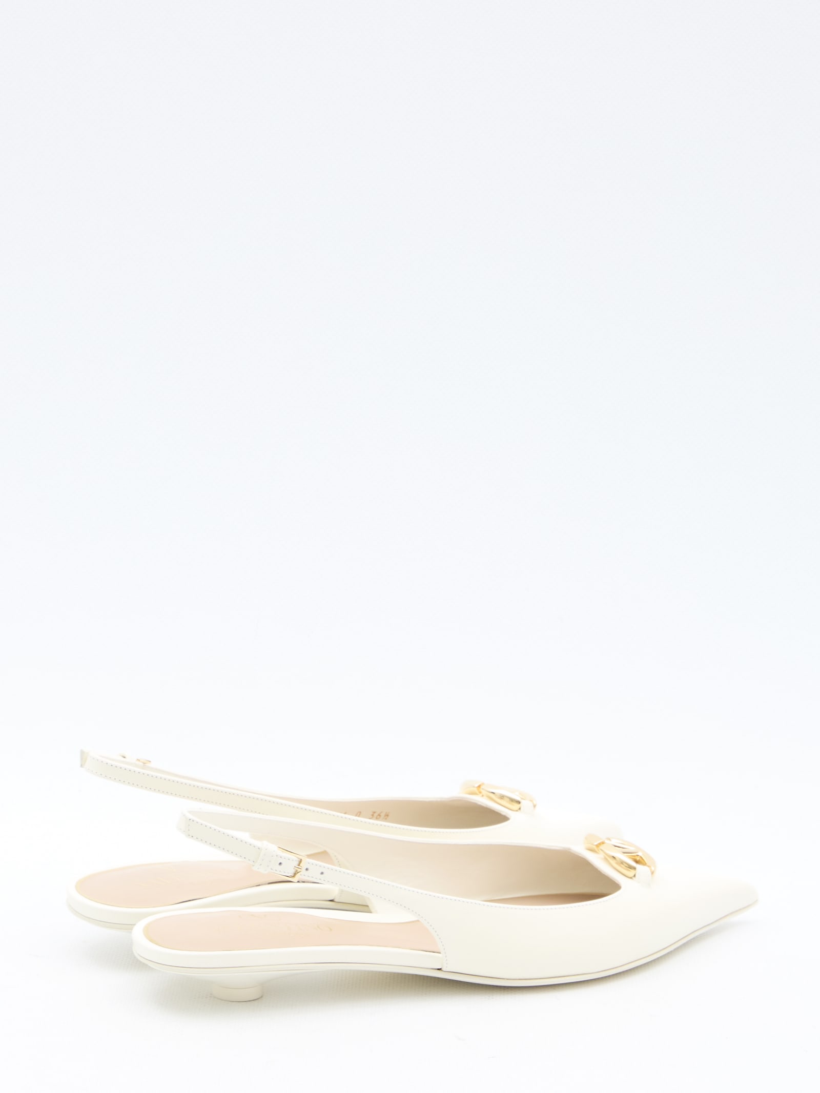 Shop Valentino Vlogo The Bold Edition Slingback Ballerinas In Ivory