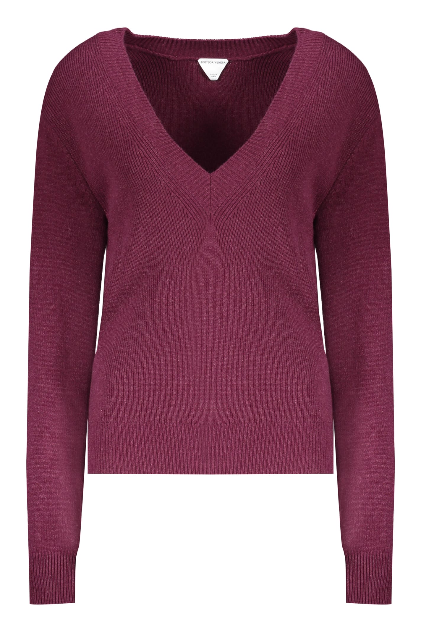 Shop Bottega Veneta Cashmere V-neck Sweater In Burgundy