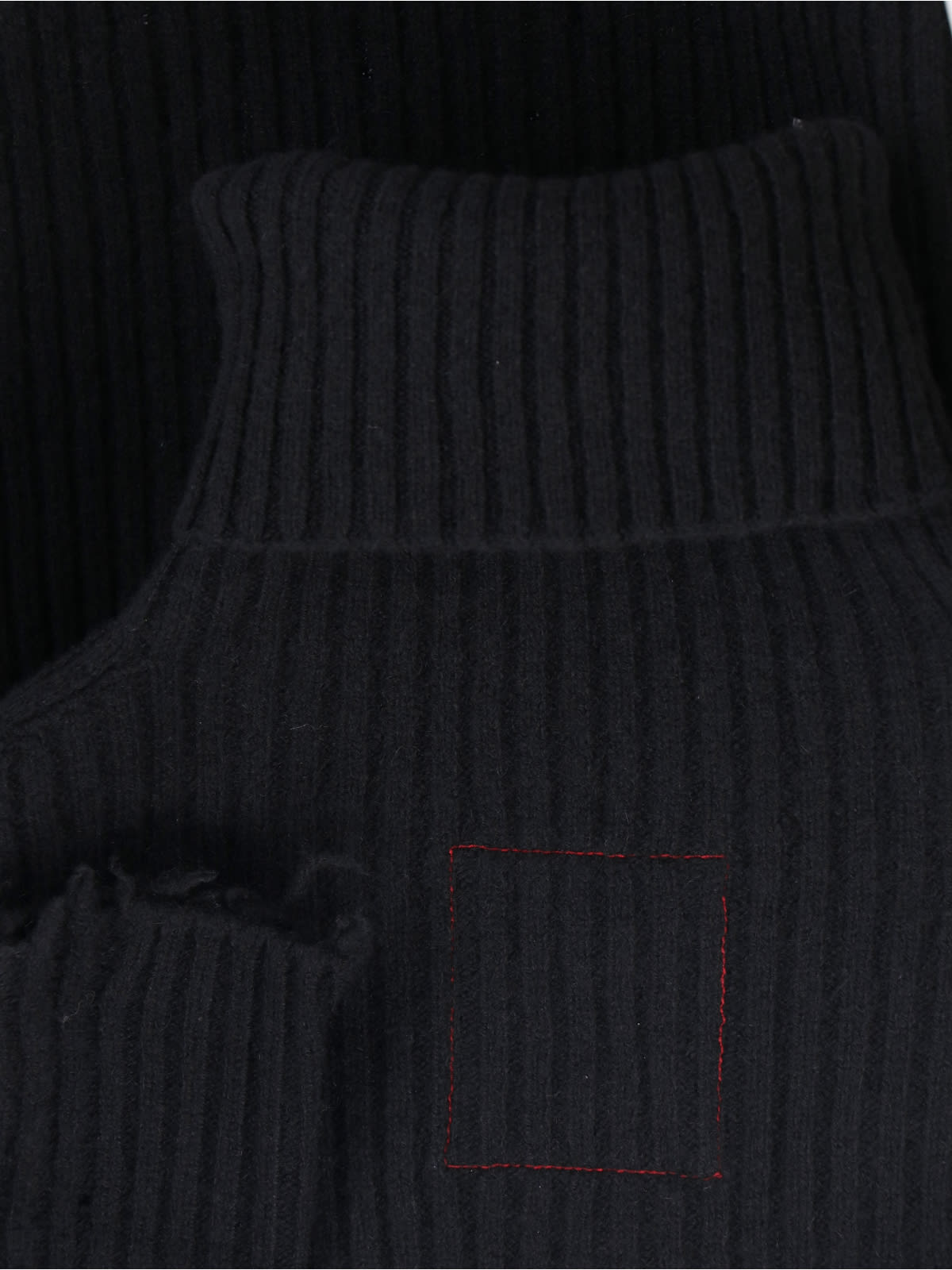 Uma Wang Knitwear Turtleneck Ribbed Distressed Hem Long Sleeves In Black