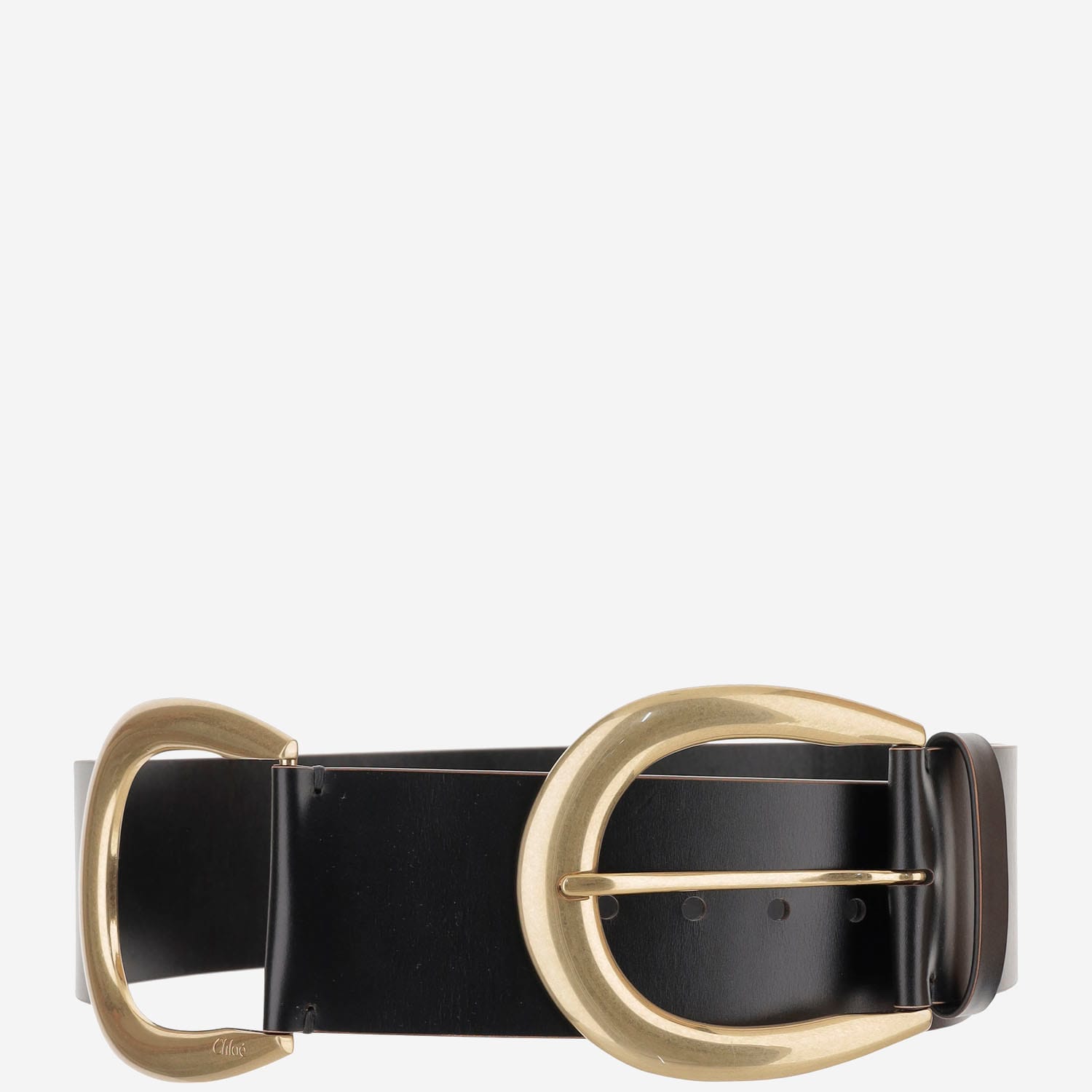 Chloé Anita Belt In Leather And Brass In Black