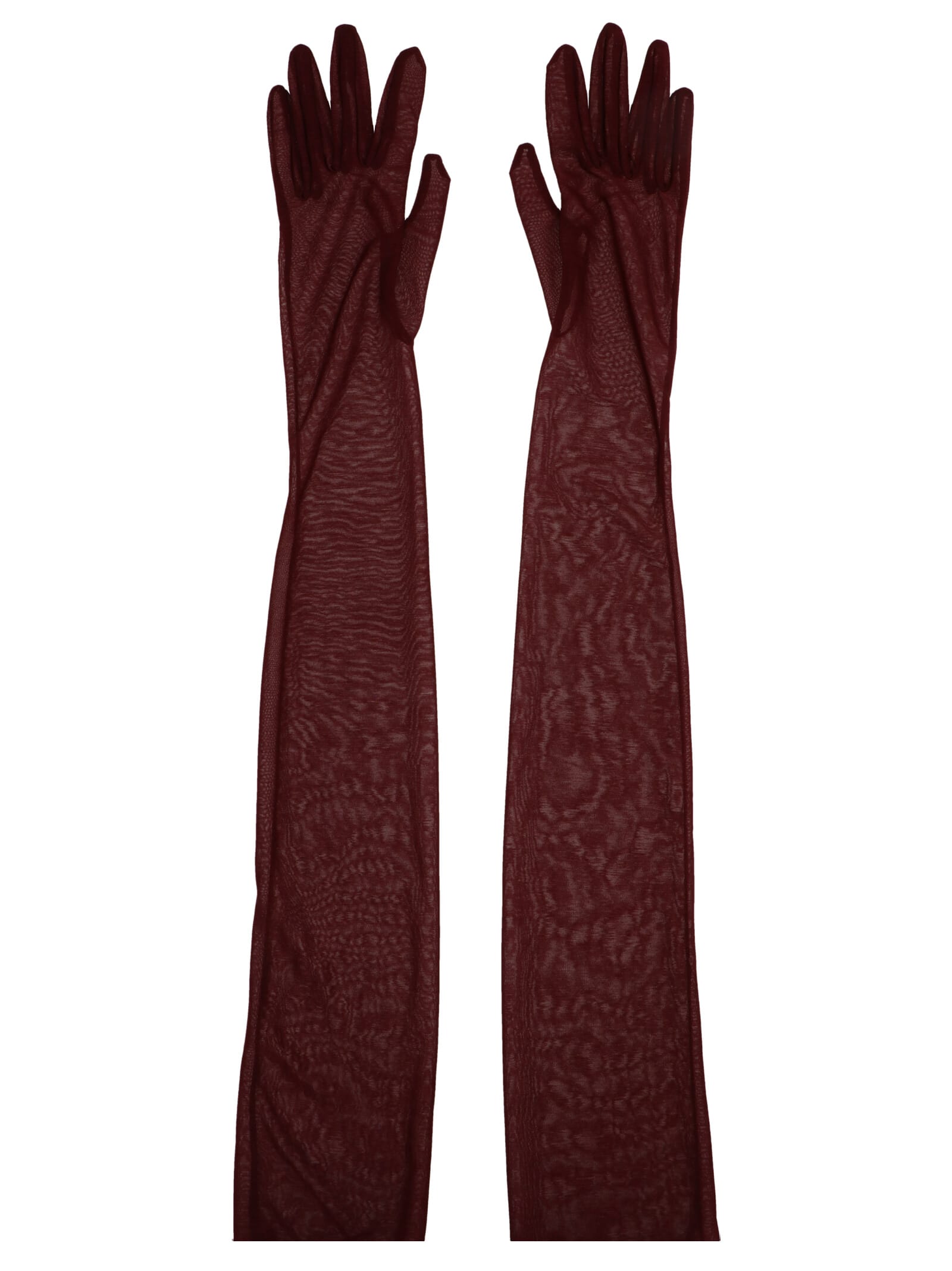 Dries Van Noten Sheer Gloves In Bordeaux
