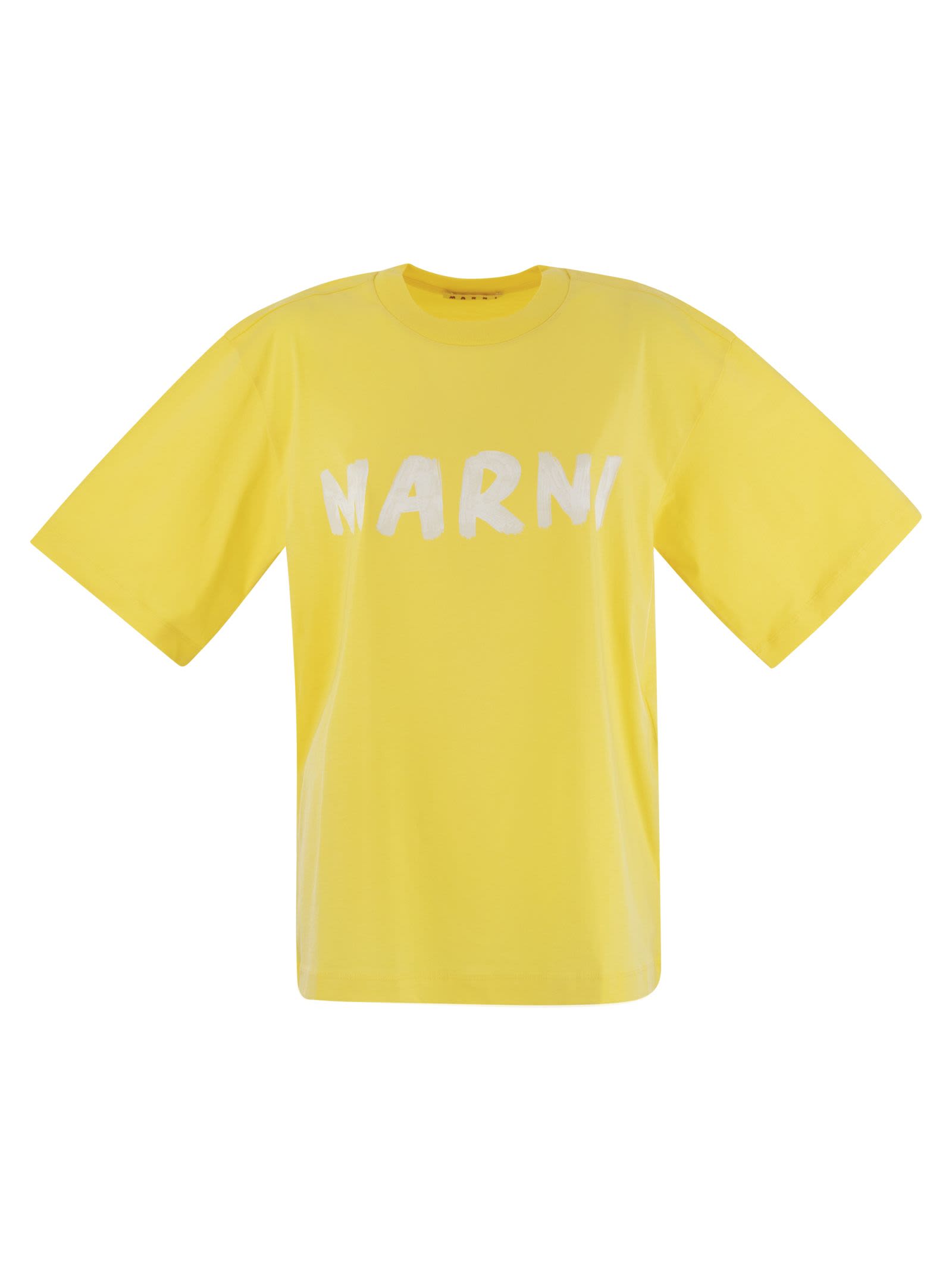 Shop Marni Cotton Jersey T-shirt With  Print In Yellow