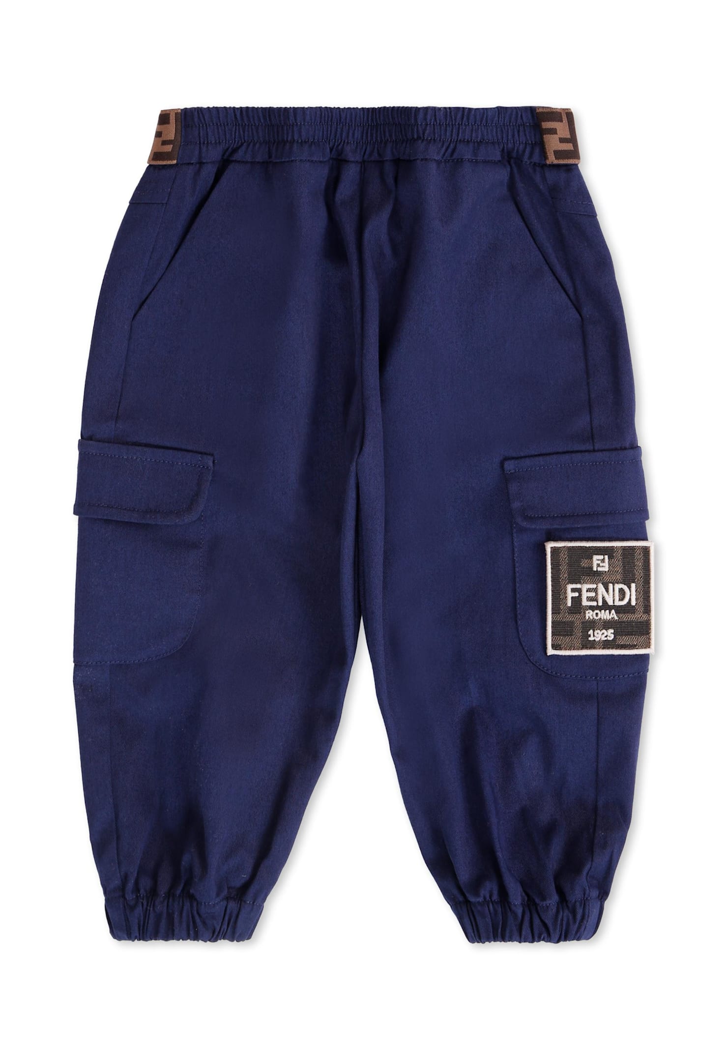 Fendi Blue Cargo Pants For Baby Boy In Blue