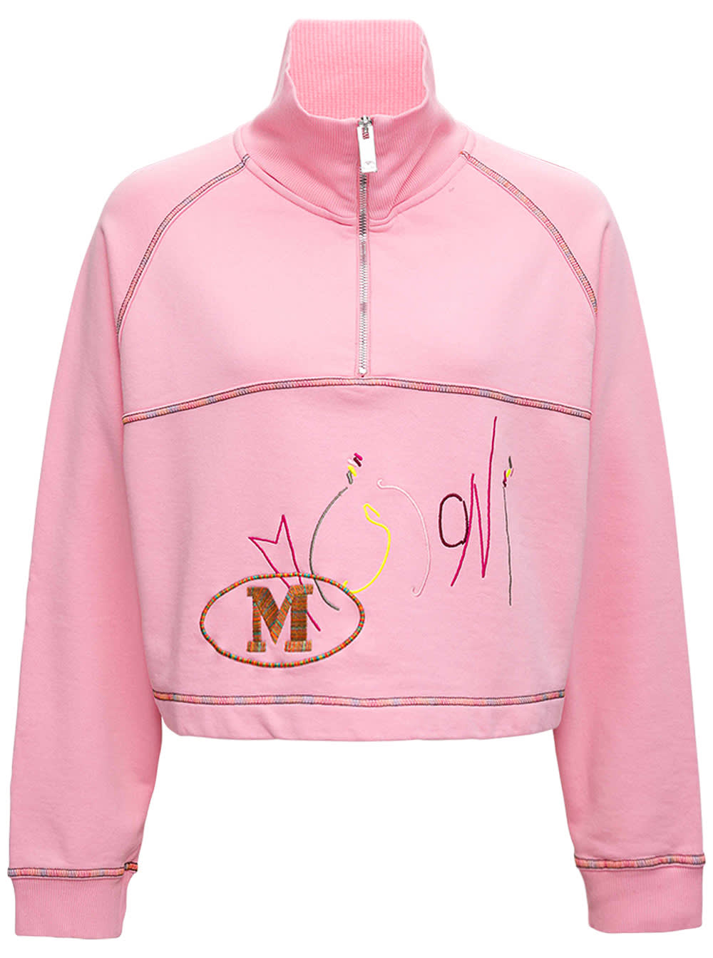 M Missoni Pink Jersey Sweatshirt With Logo