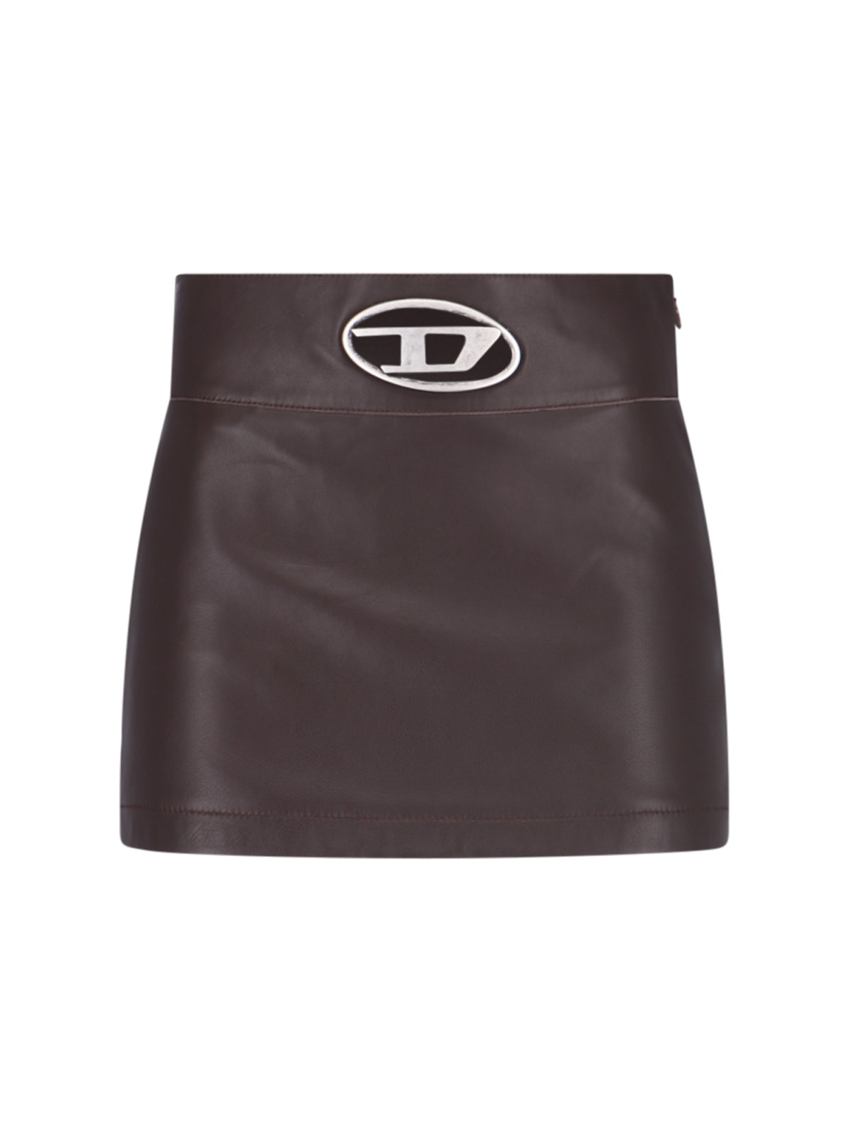 Shop Diesel L-dixy Logo Mini Skirt In Brown