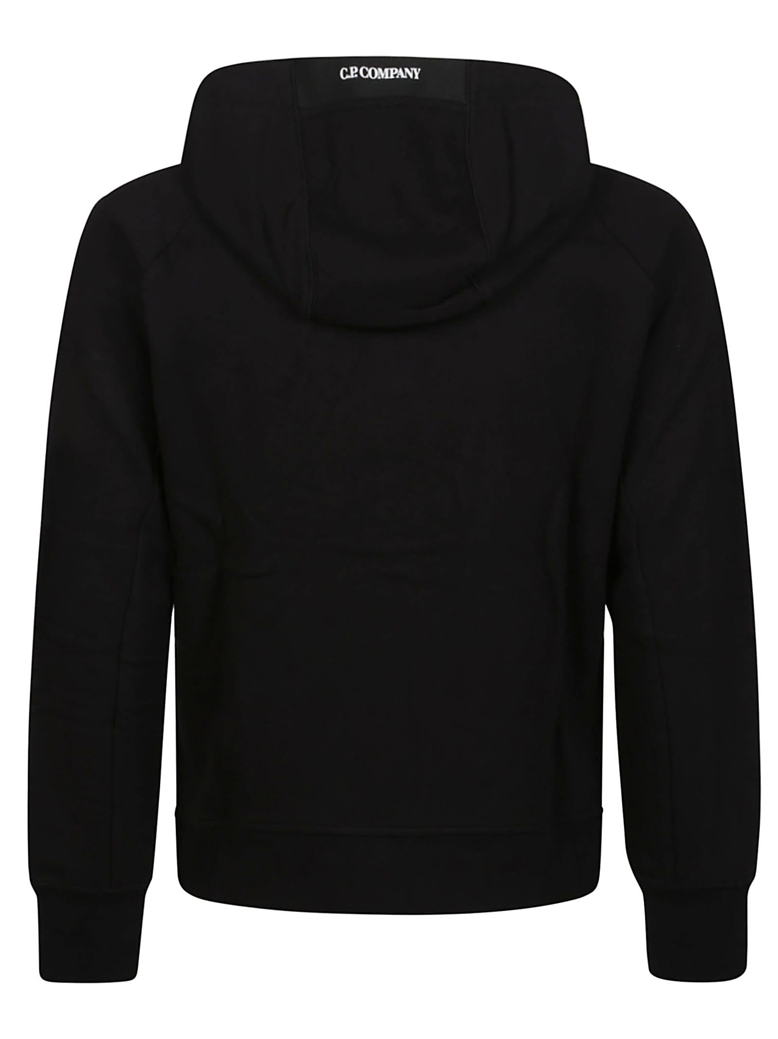 Shop C.p. Company Diagonal Raised Fleece Zipped Sweatshirt In Black