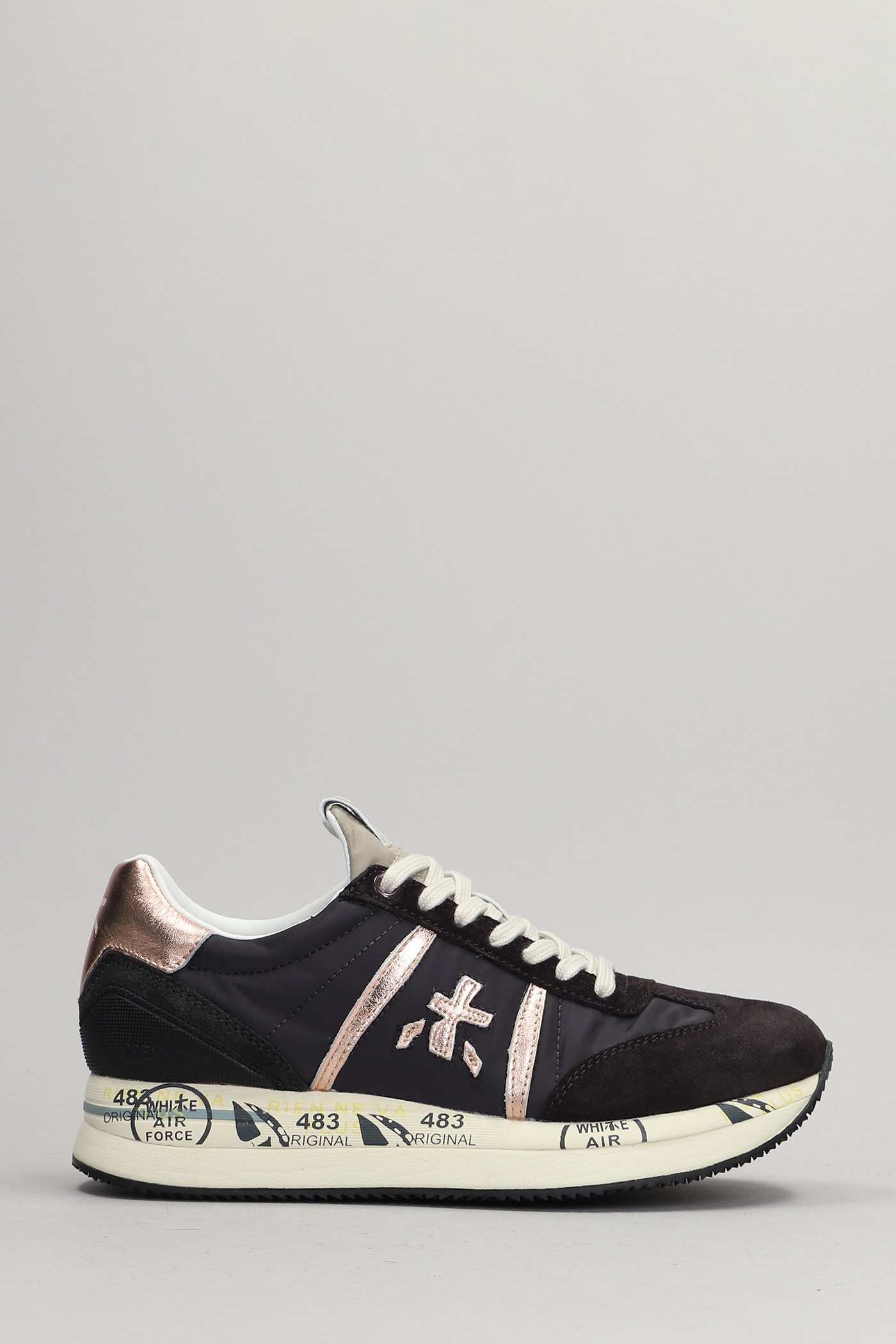 Shop Premiata Conny Sneakers In Brown Suede And Fabric