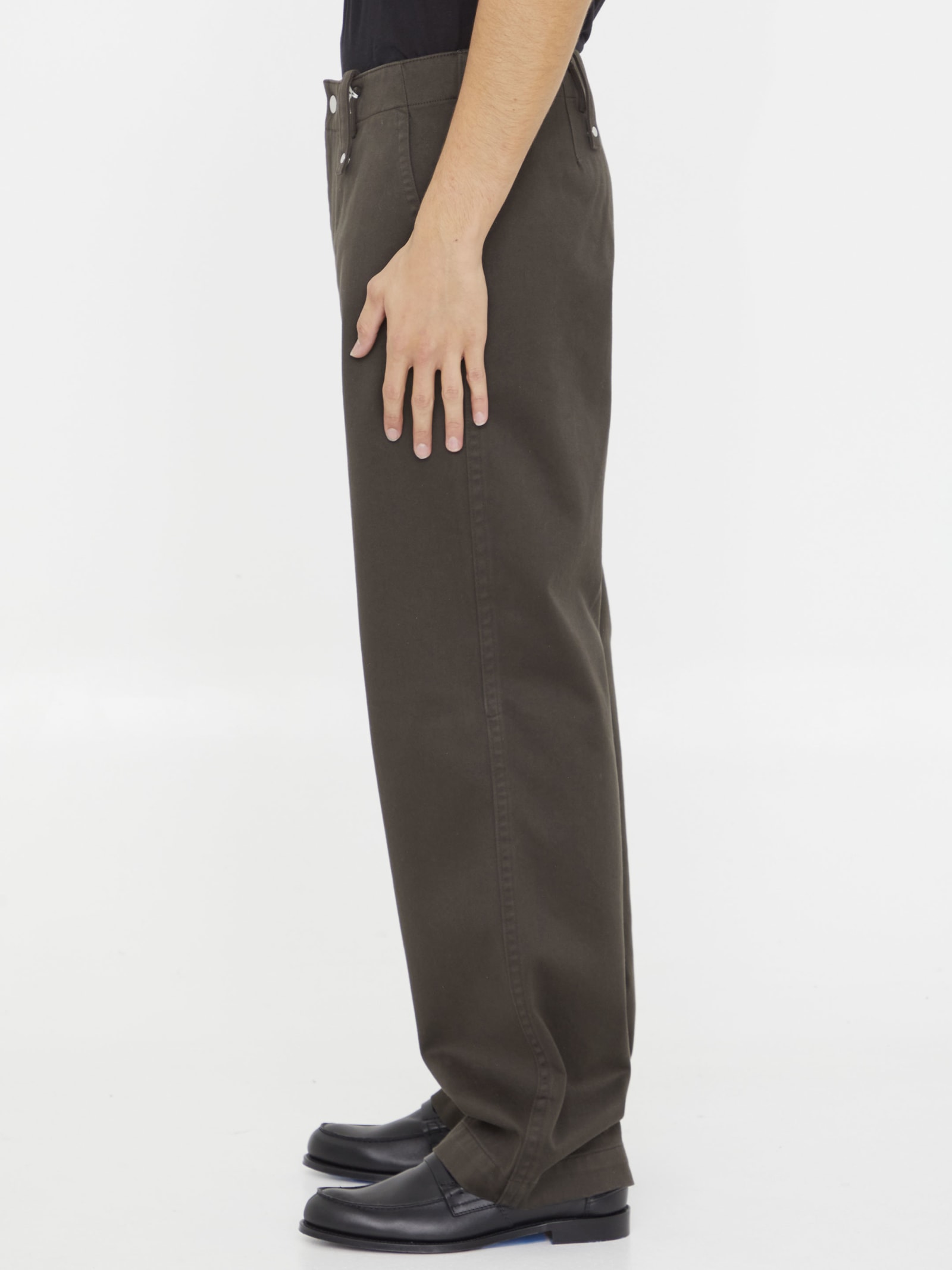 Shop Burberry Baggy Pants In Cotton In Otter