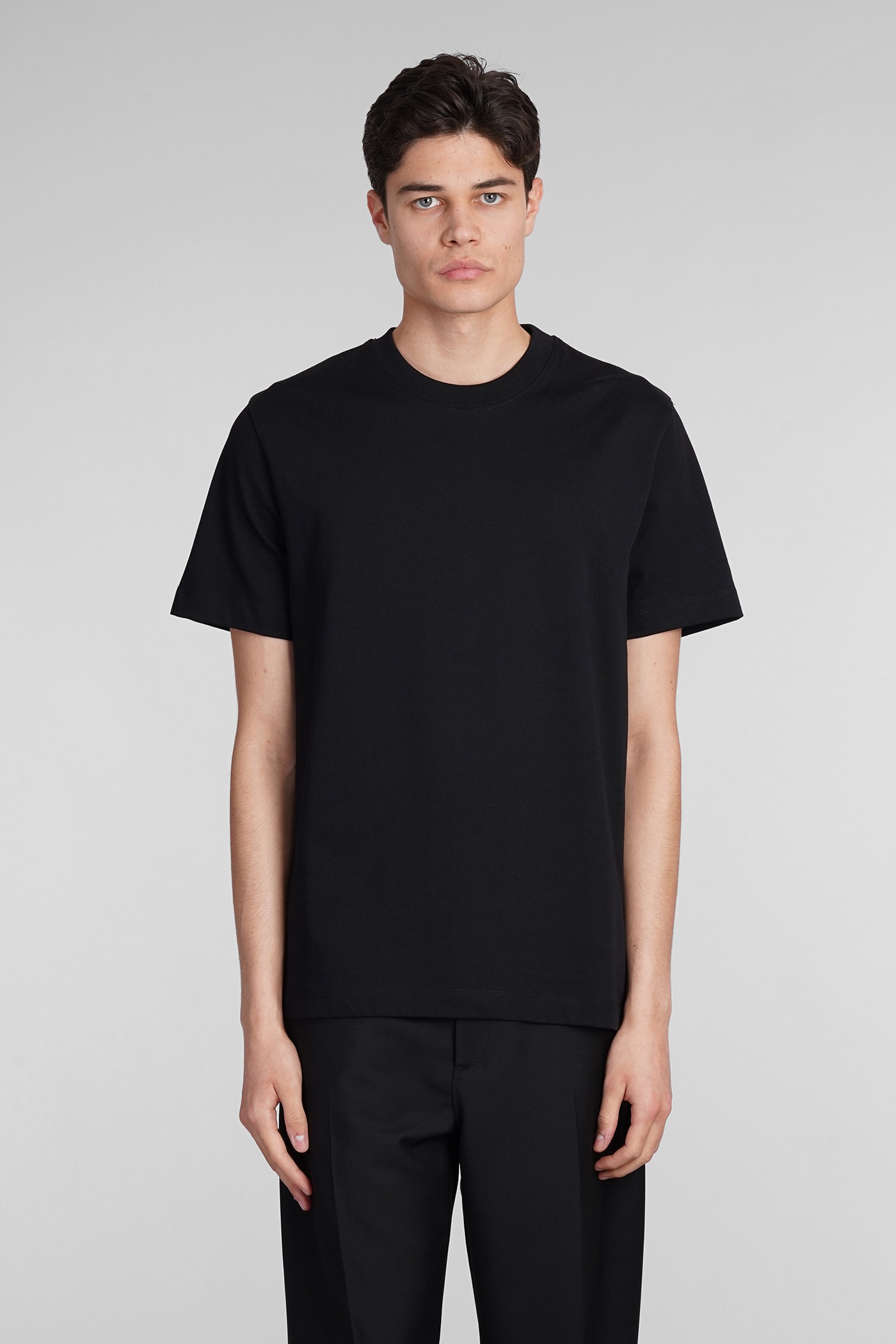 Helmut Lang T-shirt In Black Cotton In Metallic