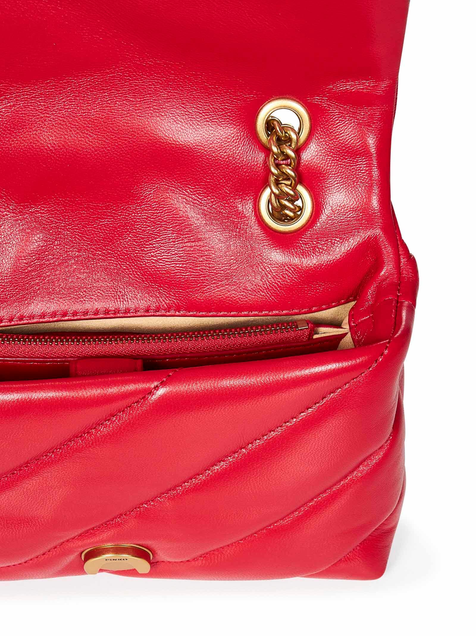 Shop Pinko Mini Love Bag Puff Shoulder Bag In Red