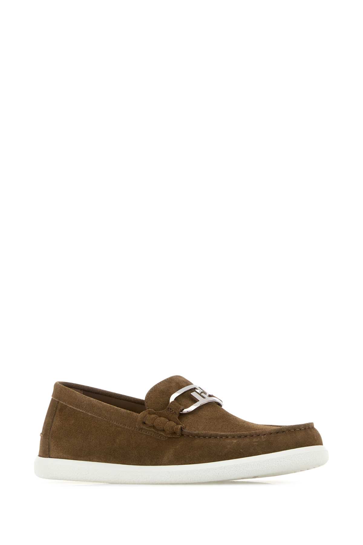 Shop Fendi Brown Suede O Lock Light Loafersâ In Tundra