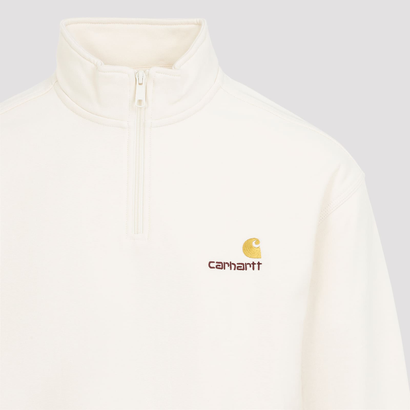 Carhartt Off-white Half Zip American Script Sweatshirt In Neutral