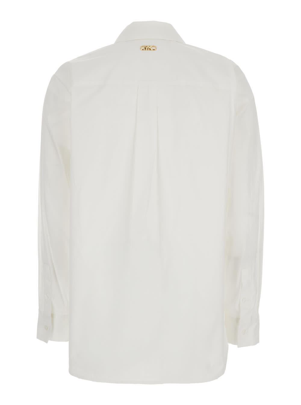 Michael Kors White Shirt With Button Down Collar And Logo Plaque On The Rear In Cotton Stretch Woman In White