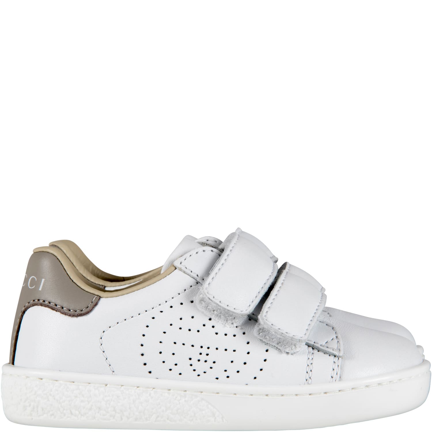Gucci White Sneakers For Kids With Double Gg
