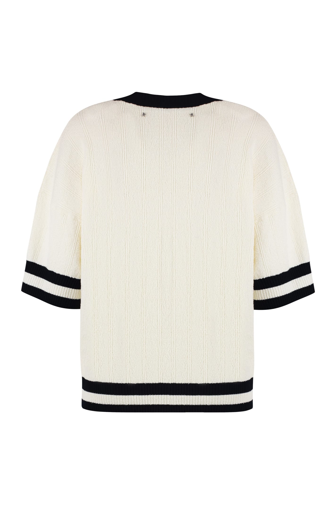 Shop Golden Goose Lou Short Sleeve Sweater In Panna