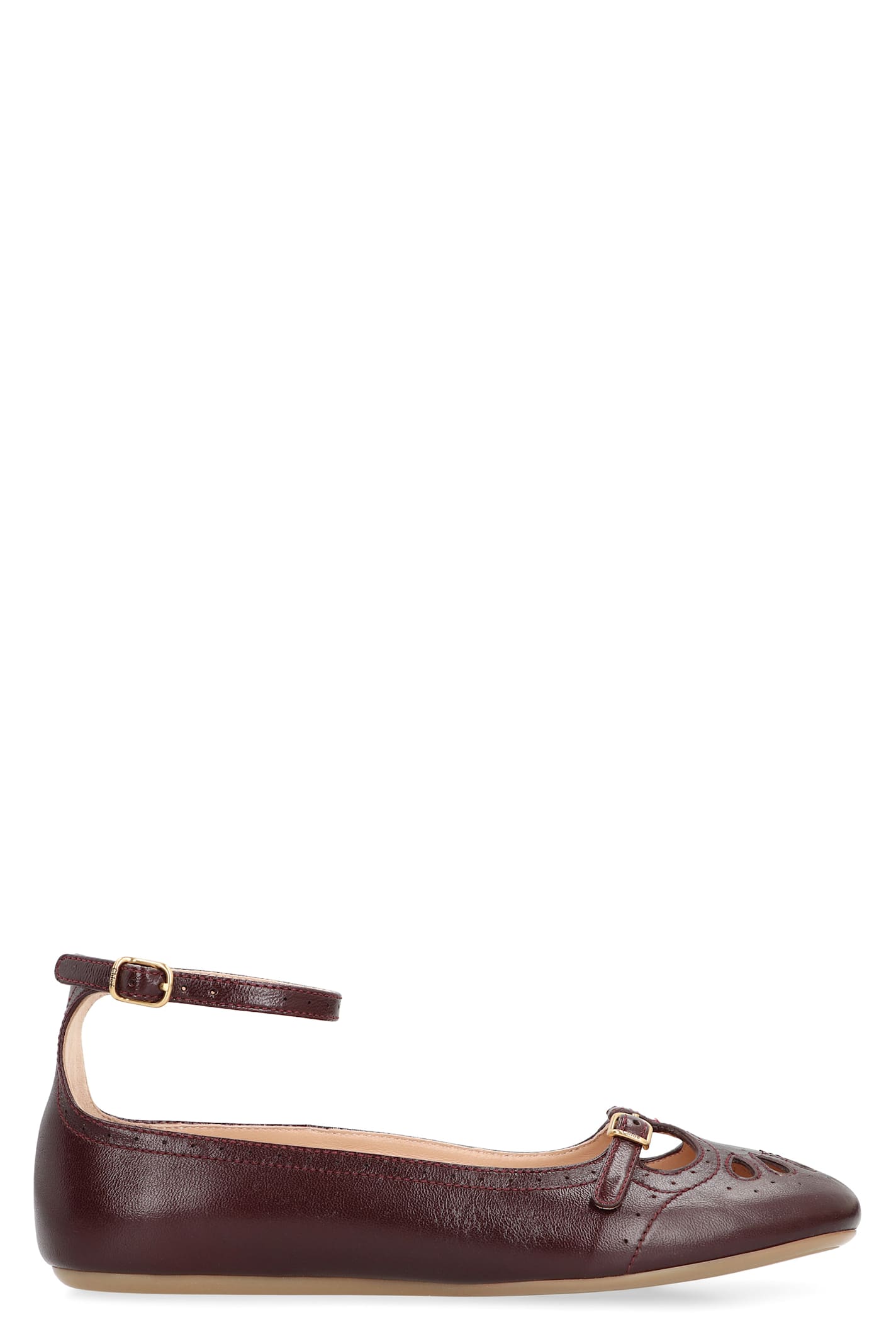 Chloé Misty Lambskin Ballerinas With Buckle In Purple