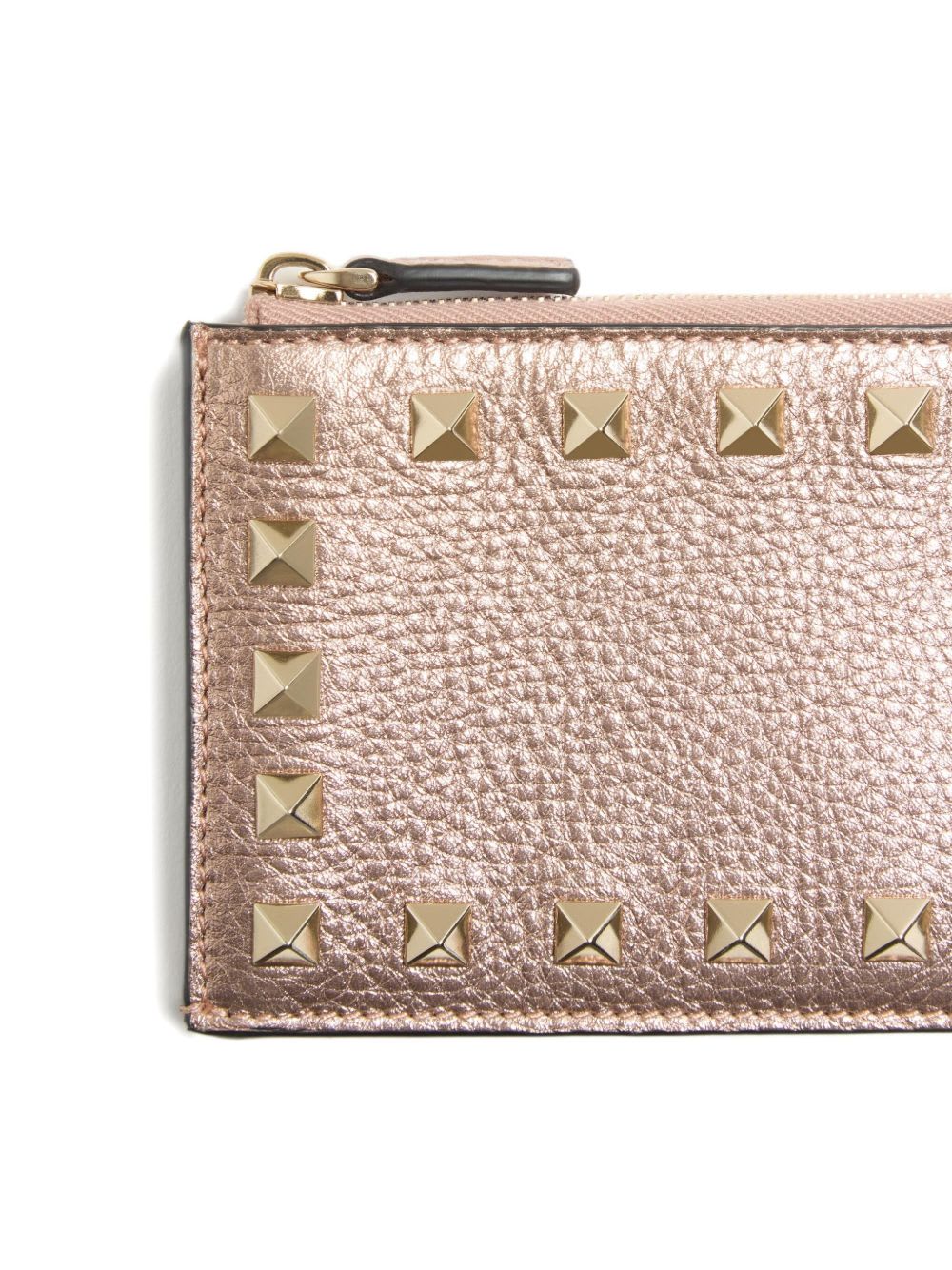 Valentino Garavani Rockstud Leather Coin Purse In Brown