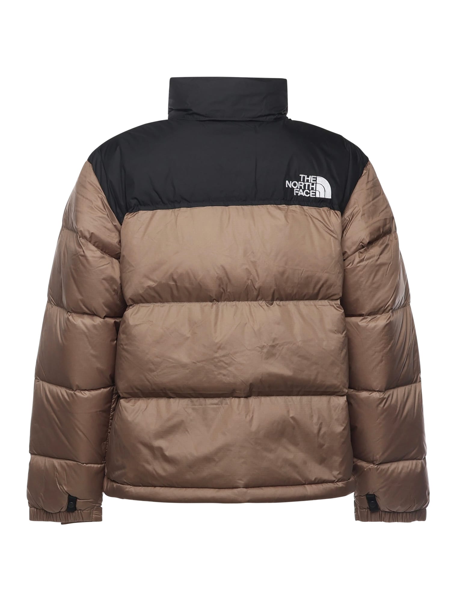The North Face Beige And Black Short Down Jacket With Logo  In Brown