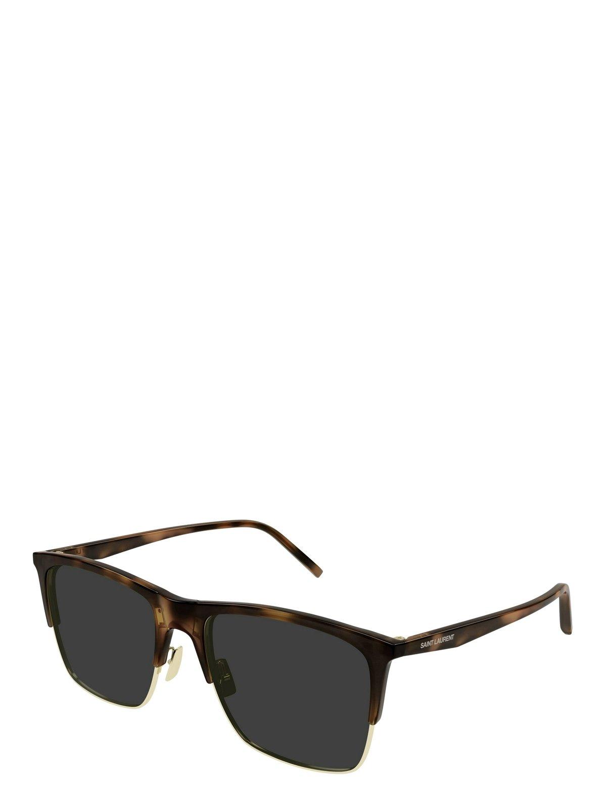 Saint Laurent Rectangle-frame Sunglasses In Brown
