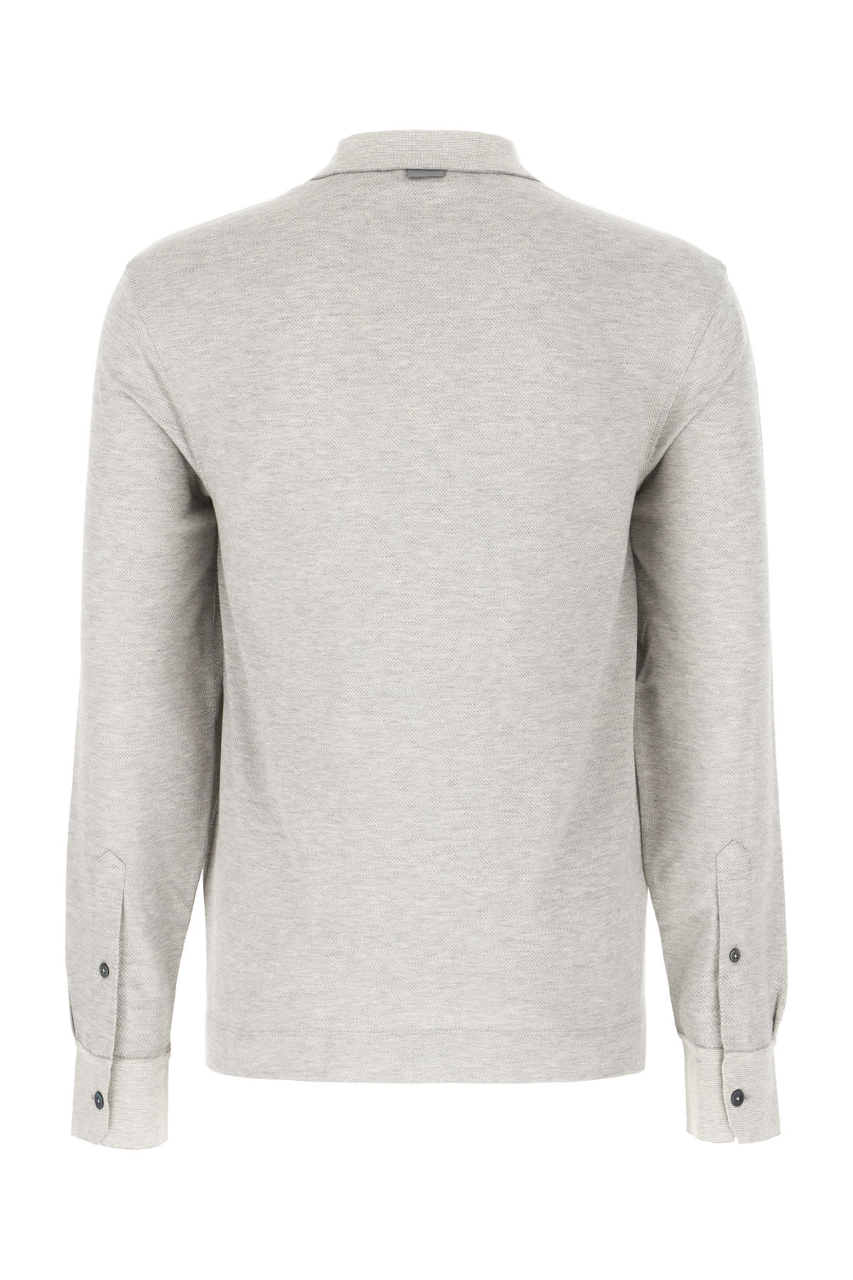 Shop Zegna Grey Cotton And Silk Polo Shirt In Grey Melange