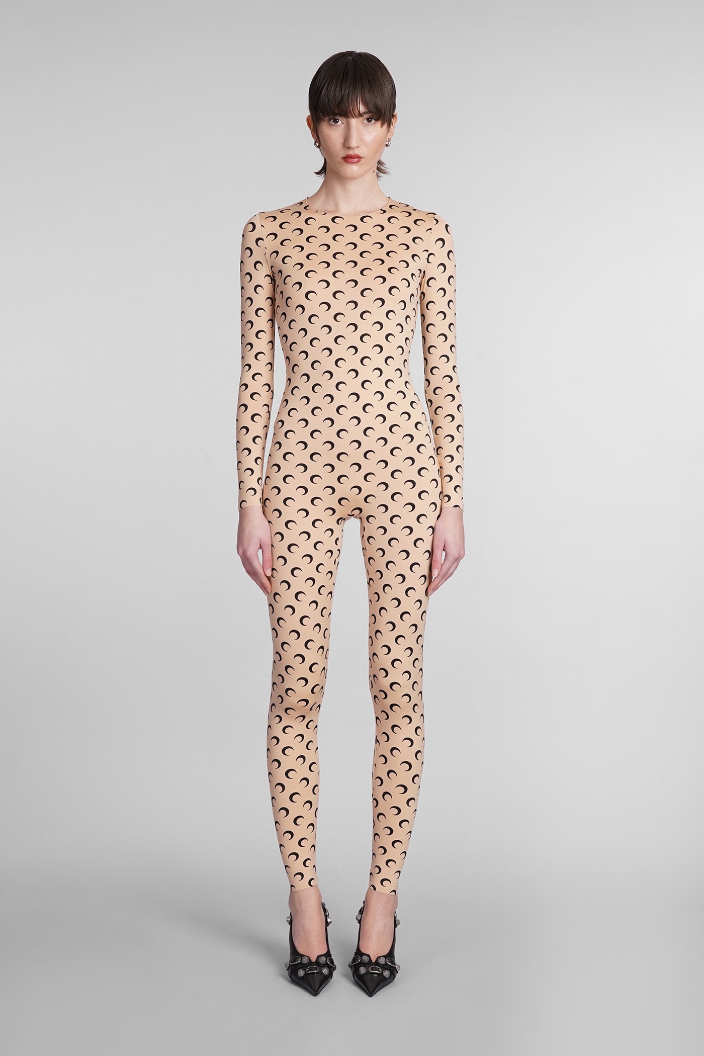 Jumpsuit In Beige Polyamide